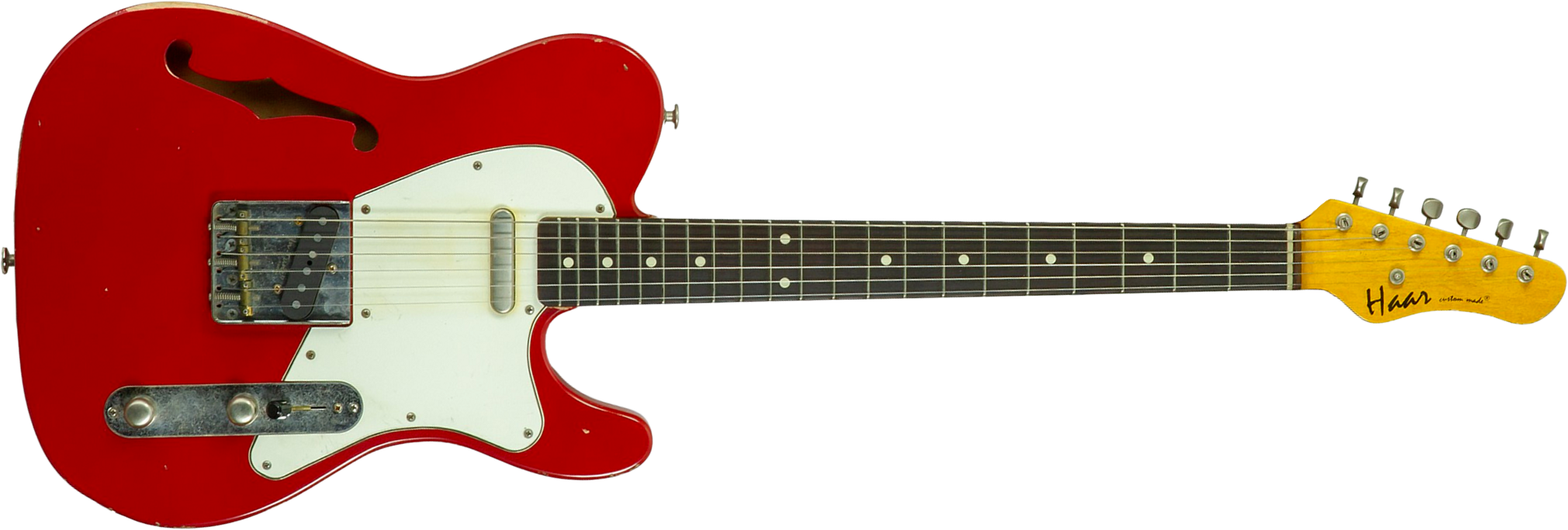 Haar Guitars Trad T Thinline 2s Lindy Fralin Rw #43661 - Aged Old Red - E-Gitarre in Teleform - Main picture