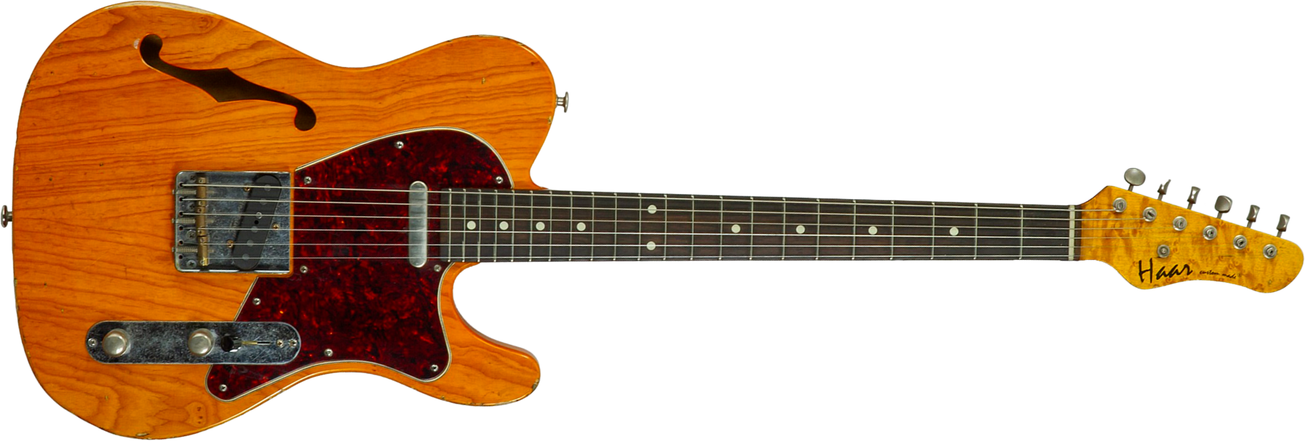 Haar Guitars Trad T Thinline 2s Lindy Fralin Rw #43673 - Aged Orange See Through - E-Gitarre in Teleform - Main picture
