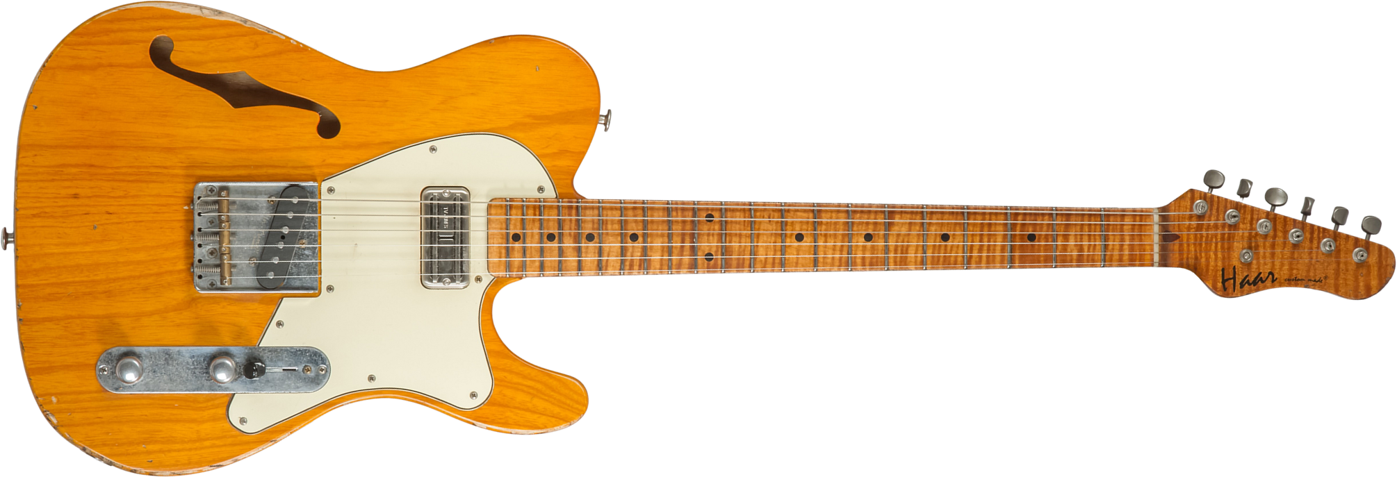 Haar Guitars Trad T Thinline Sh Tv Jones / Lindy Fralin Ht Mn #42270 - Aged Orange Antique - E-Gitarre in Teleform - Main picture