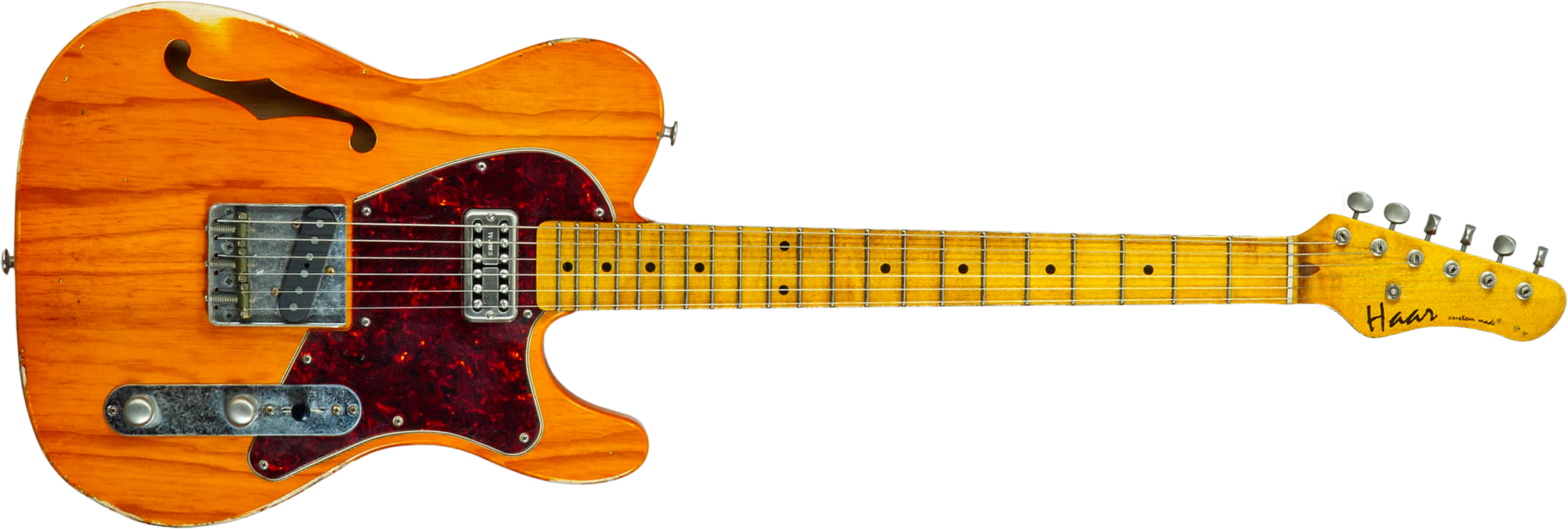 Haar Guitars Trad T Thinline Sh Tv Jones / Lindy Fralin Mn #43674 - Aged Orange See Through - E-Gitarre in Teleform - Main picture