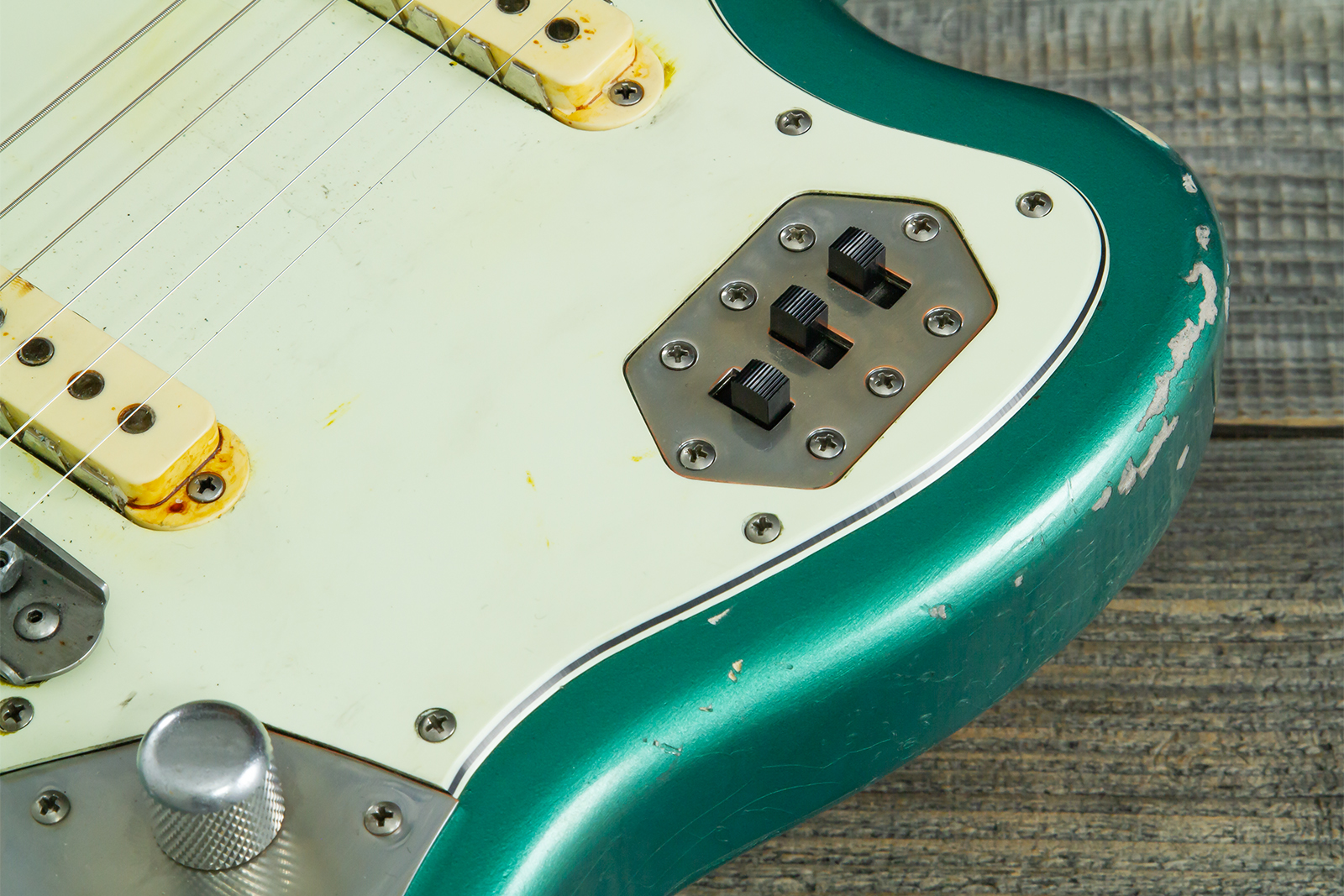 Haar Guitars Trad Jg 2s Amber Trem Rw #43594 - Aged Sherwood Green Metallic - Retro-Rock-E-Gitarre - Variation 9
