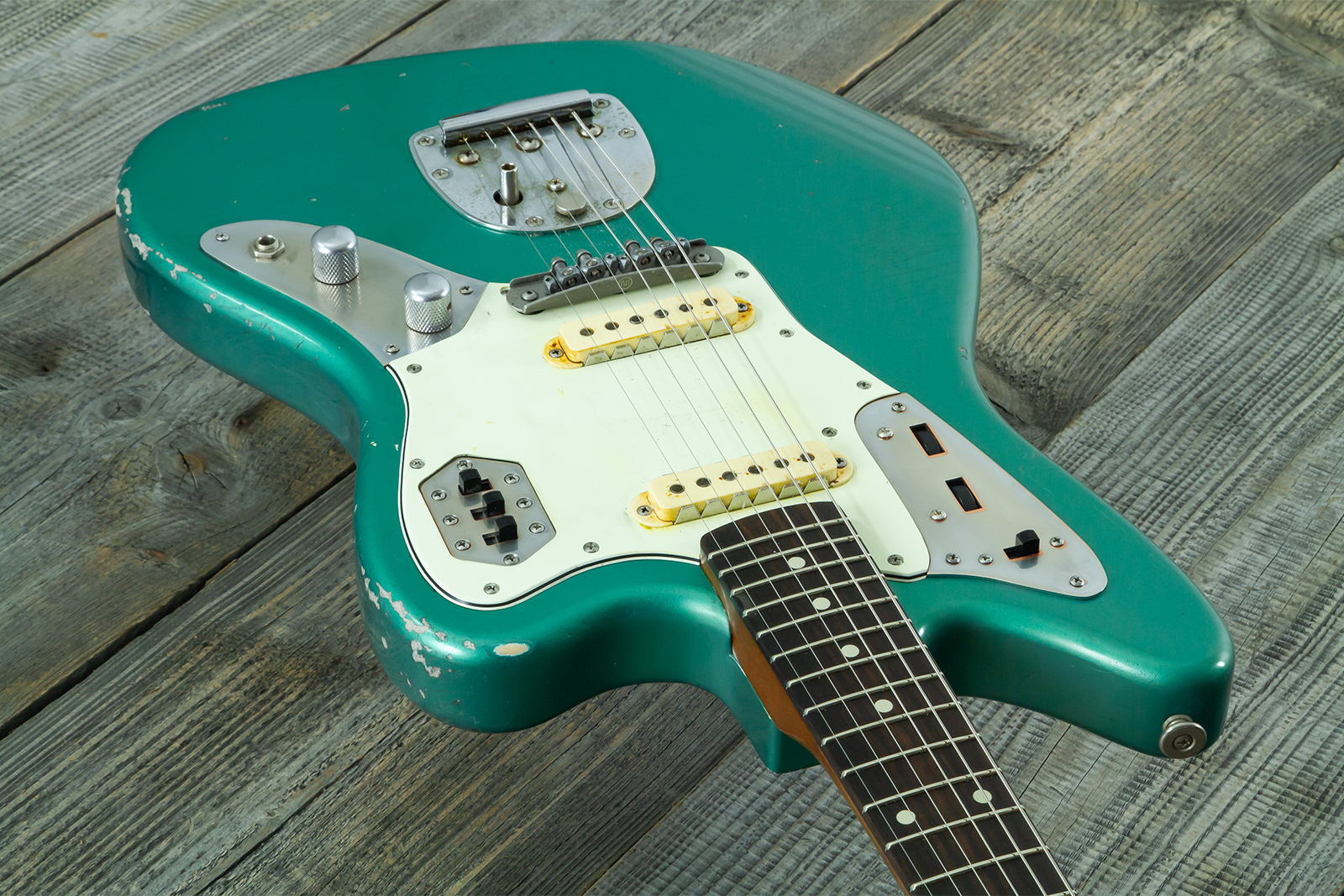 Haar Guitars Trad Jg 2s Amber Trem Rw #43594 - Aged Sherwood Green Metallic - Retro-Rock-E-Gitarre - Variation 4