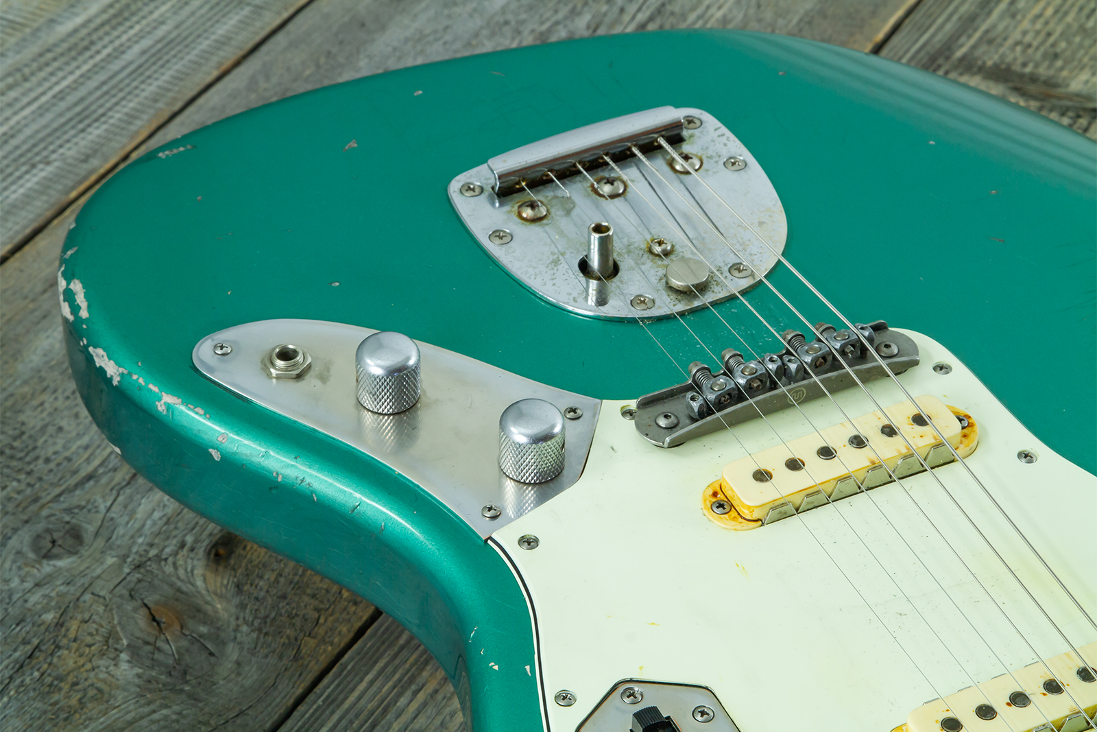 Haar Guitars Trad Jg 2s Amber Trem Rw #43594 - Aged Sherwood Green Metallic - Retro-Rock-E-Gitarre - Variation 5