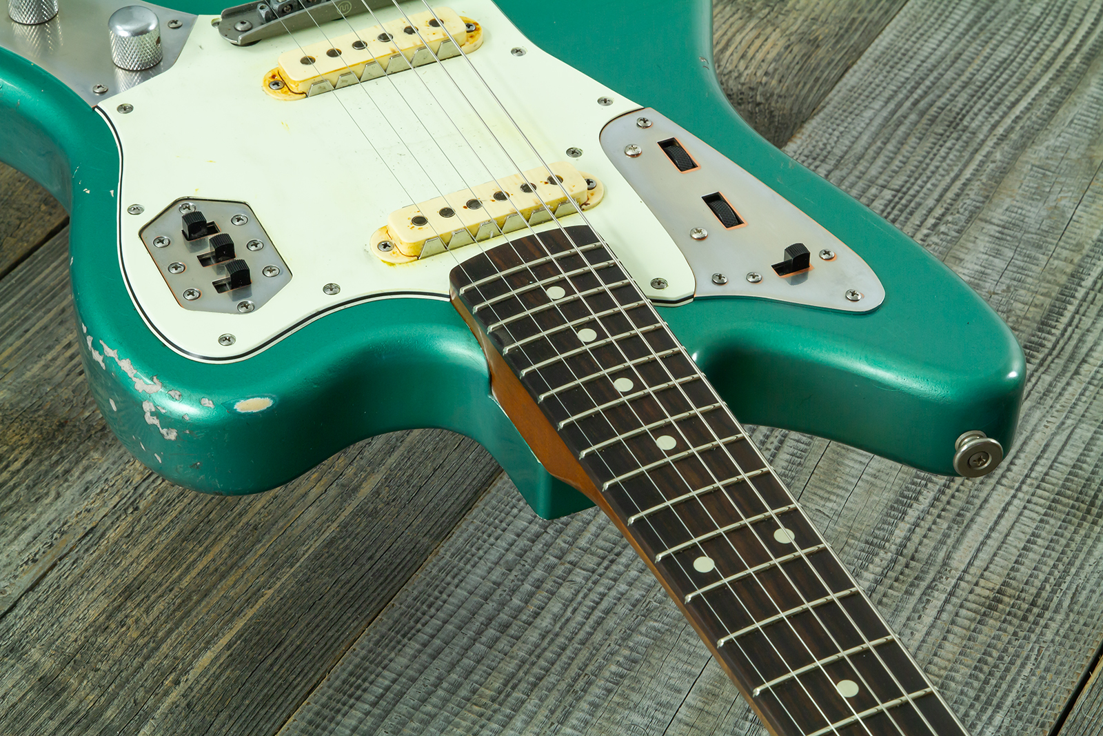 Haar Guitars Trad Jg 2s Amber Trem Rw #43594 - Aged Sherwood Green Metallic - Retro-Rock-E-Gitarre - Variation 6