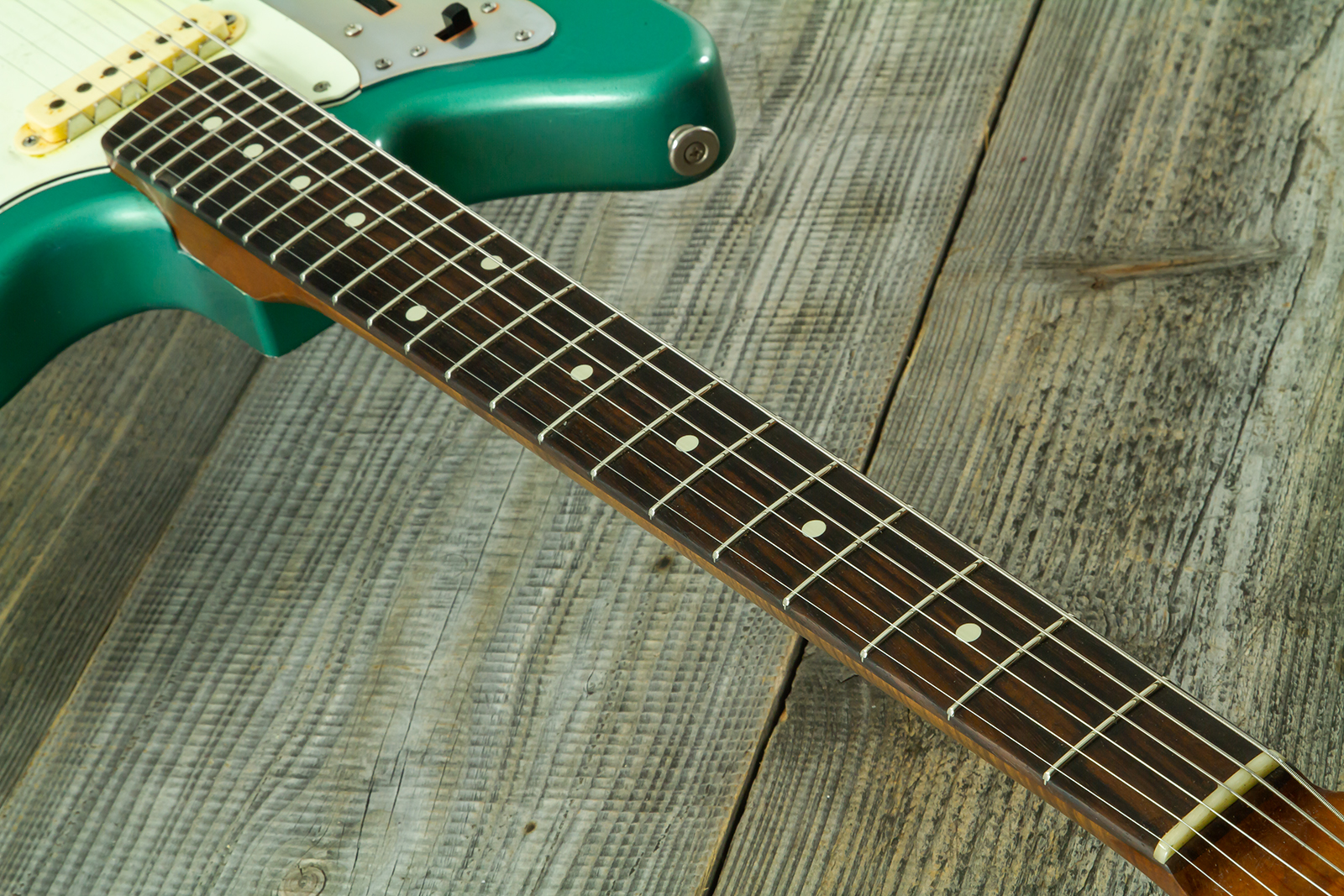 Haar Guitars Trad Jg 2s Amber Trem Rw #43594 - Aged Sherwood Green Metallic - Retro-Rock-E-Gitarre - Variation 7