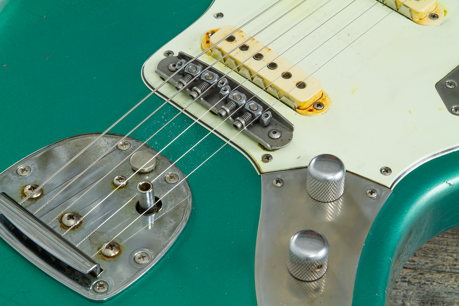 Haar Guitars Trad Jg 2s Amber Trem Rw #43594 - Aged Sherwood Green Metallic - Retro-Rock-E-Gitarre - Variation 8