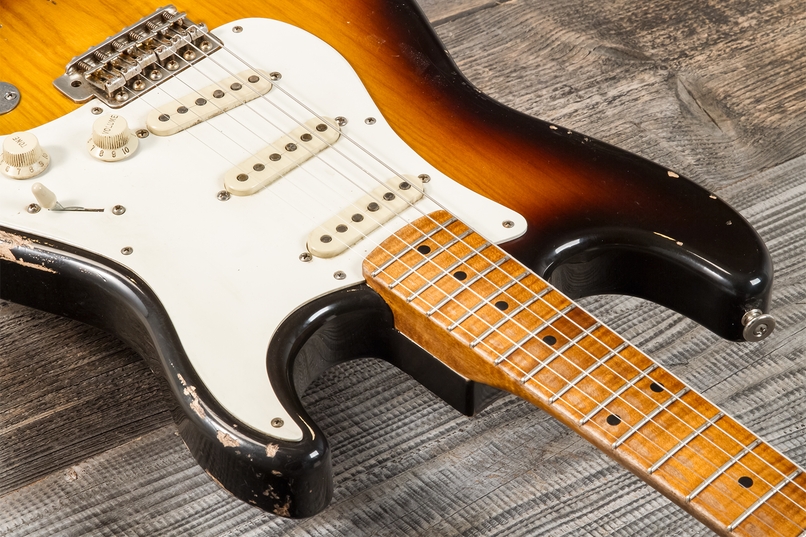 Haar Guitars Trad S 3s Kloppman Trem Mn #42273 - Aged 2-tone Tobacco - E-Gitarre in Str-Form - Variation 4