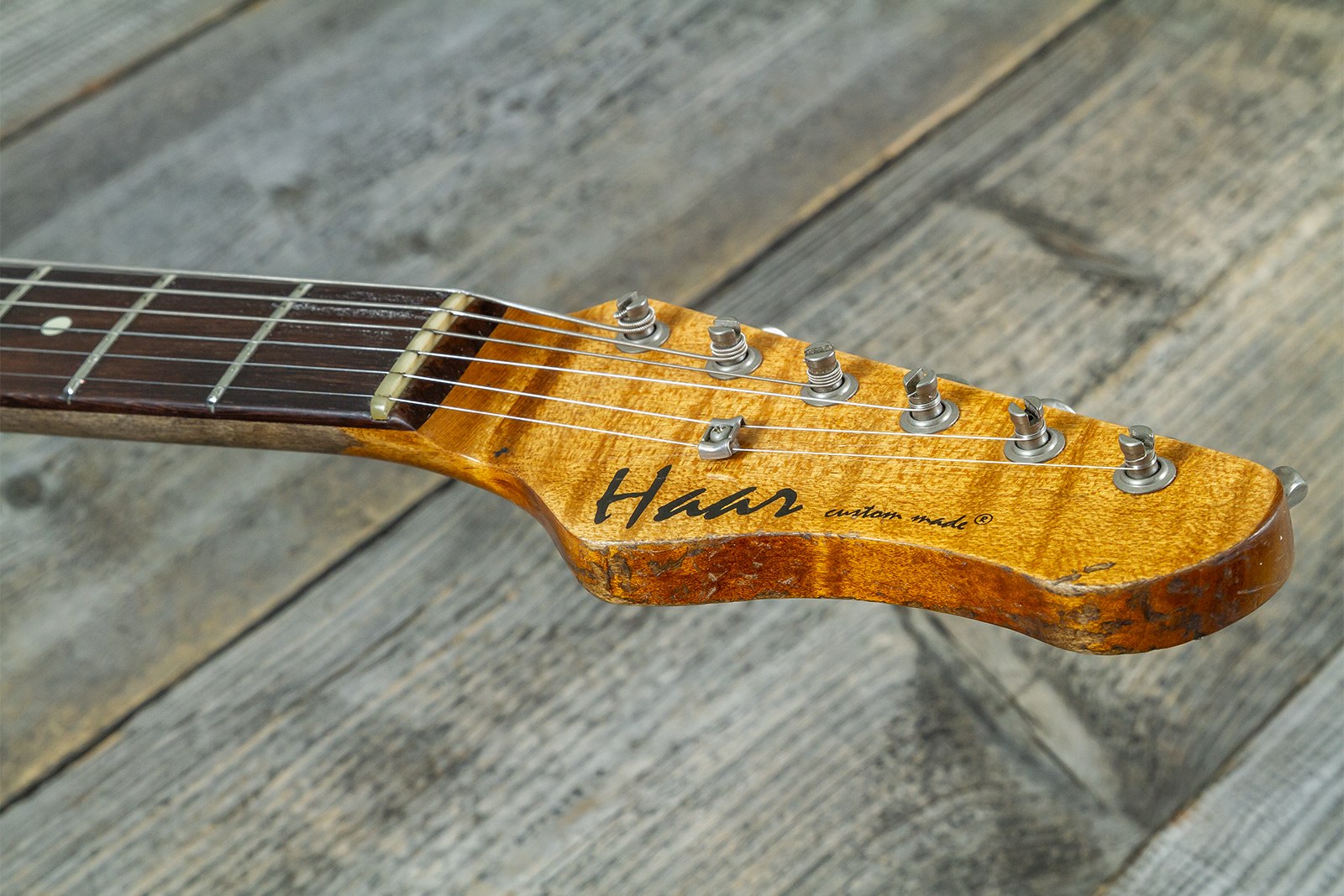 Haar Guitars Trad S 3s Klopppmann Trem Rw #43486 - Aged Fiesta Red - E-Gitarre in Str-Form - Variation 6