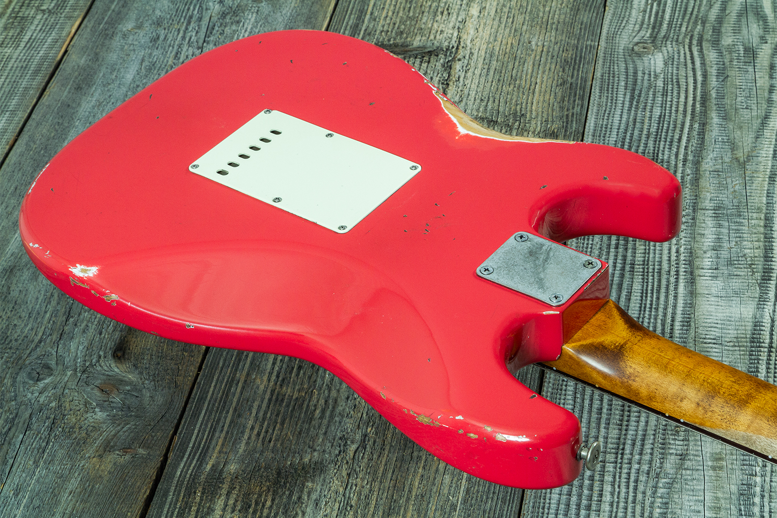 Haar Guitars Trad S 3s Klopppmann Trem Rw #43486 - Aged Fiesta Red - E-Gitarre in Str-Form - Variation 7