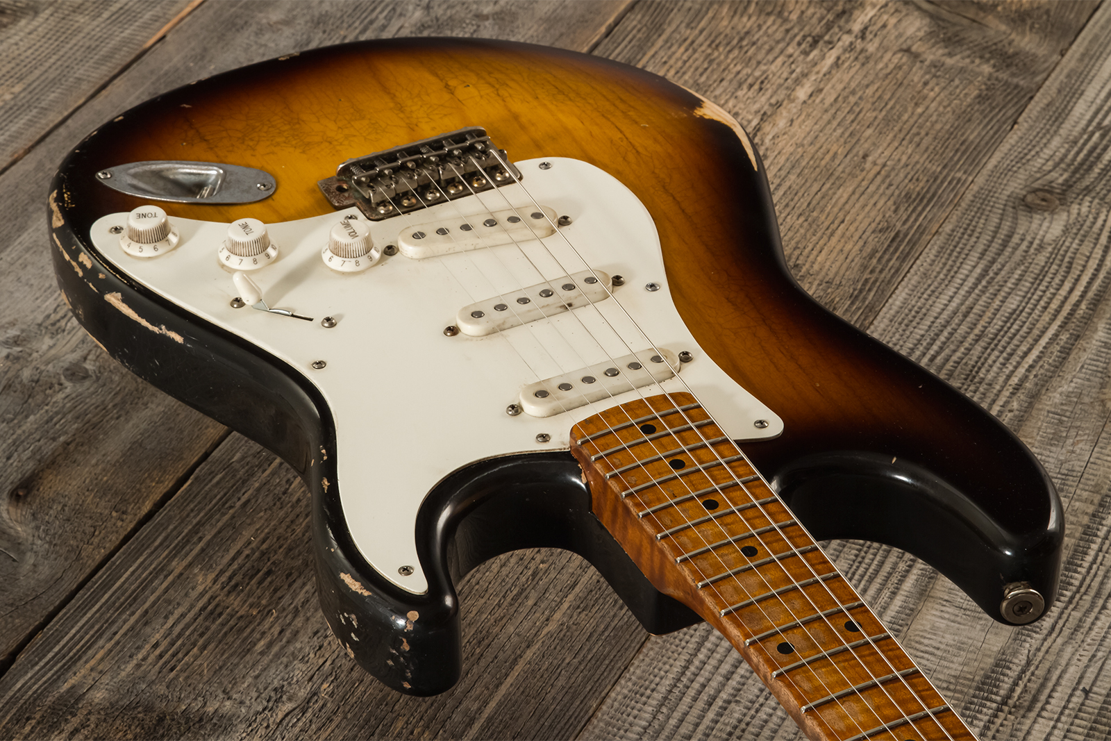 Haar Guitars Trad S 3s Lindy Fralin Trem Mn #42272 - Aged 2-tone Tobacco - E-Gitarre in Str-Form - Variation 2