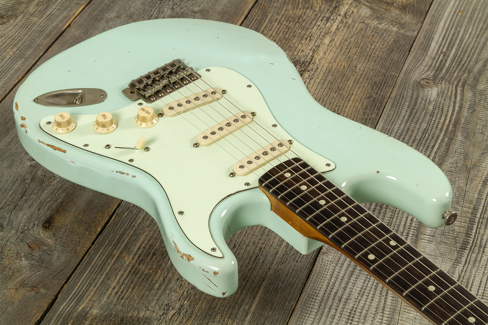Haar Guitars Trad S 3s Lindy Fralin Trem Rw #43487 - Aged Surf Green - E-Gitarre in Str-Form - Variation 2