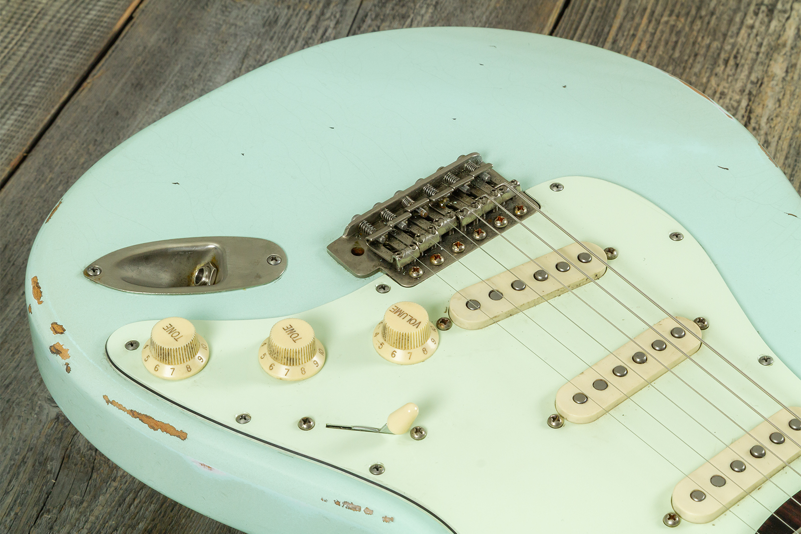 Haar Guitars Trad S 3s Lindy Fralin Trem Rw #43487 - Aged Surf Green - E-Gitarre in Str-Form - Variation 3