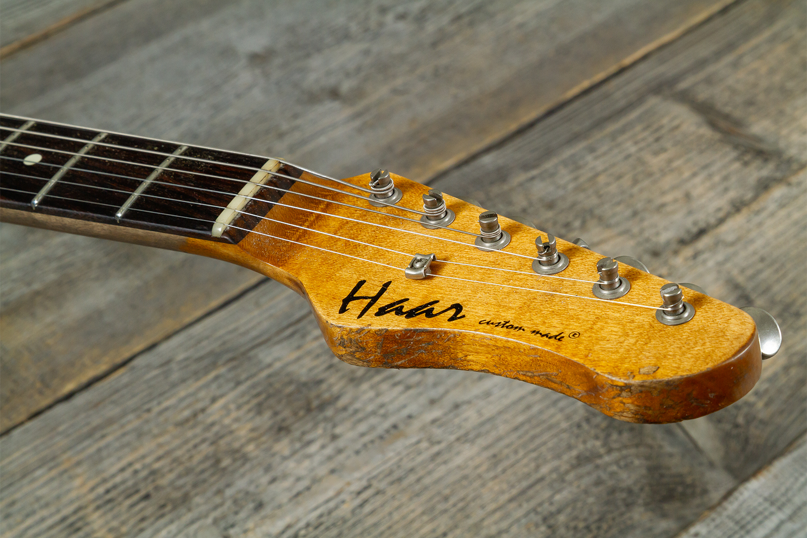 Haar Guitars Trad S 3s Lindy Fralin Trem Rw #43487 - Aged Surf Green - E-Gitarre in Str-Form - Variation 6