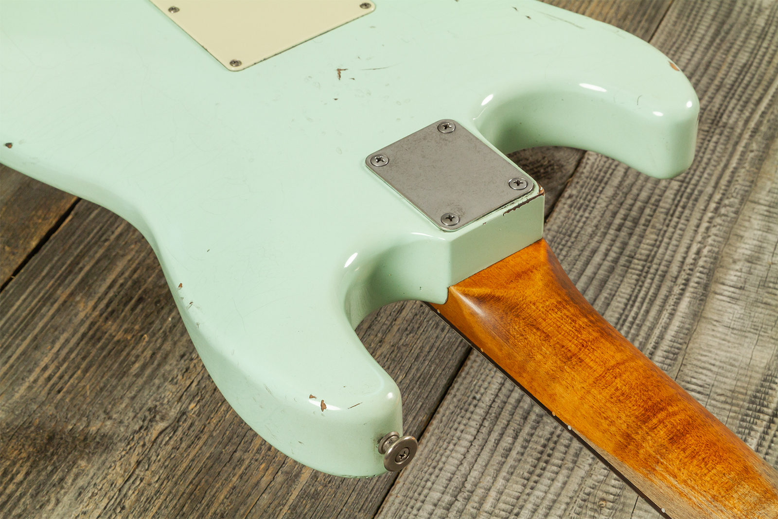 Haar Guitars Trad S 3s Lindy Fralin Trem Rw #43487 - Aged Surf Green - E-Gitarre in Str-Form - Variation 8