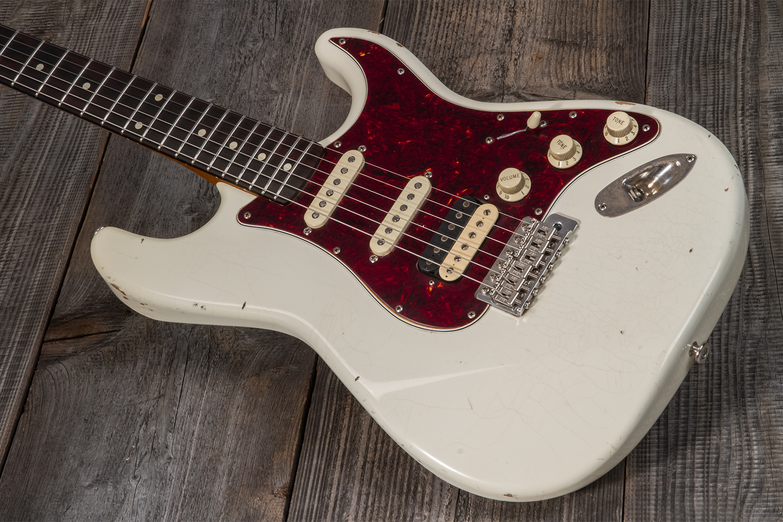 Haar Guitars Trad S Hss Lindy Fralin Trem Rw #42275 - Aged Olympic White - E-Gitarre in Str-Form - Variation 2