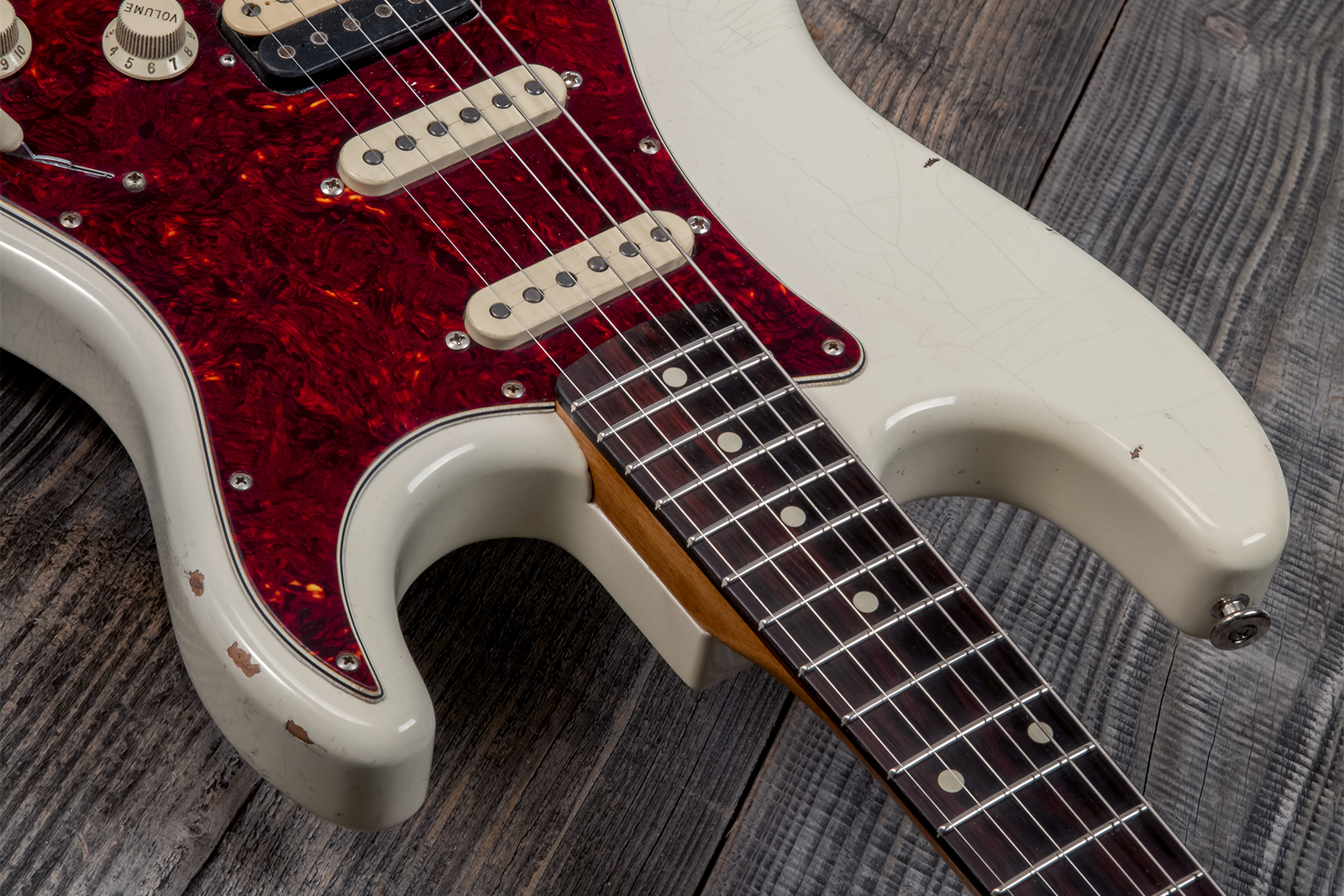 Haar Guitars Trad S Hss Lindy Fralin Trem Rw #42275 - Aged Olympic White - E-Gitarre in Str-Form - Variation 4