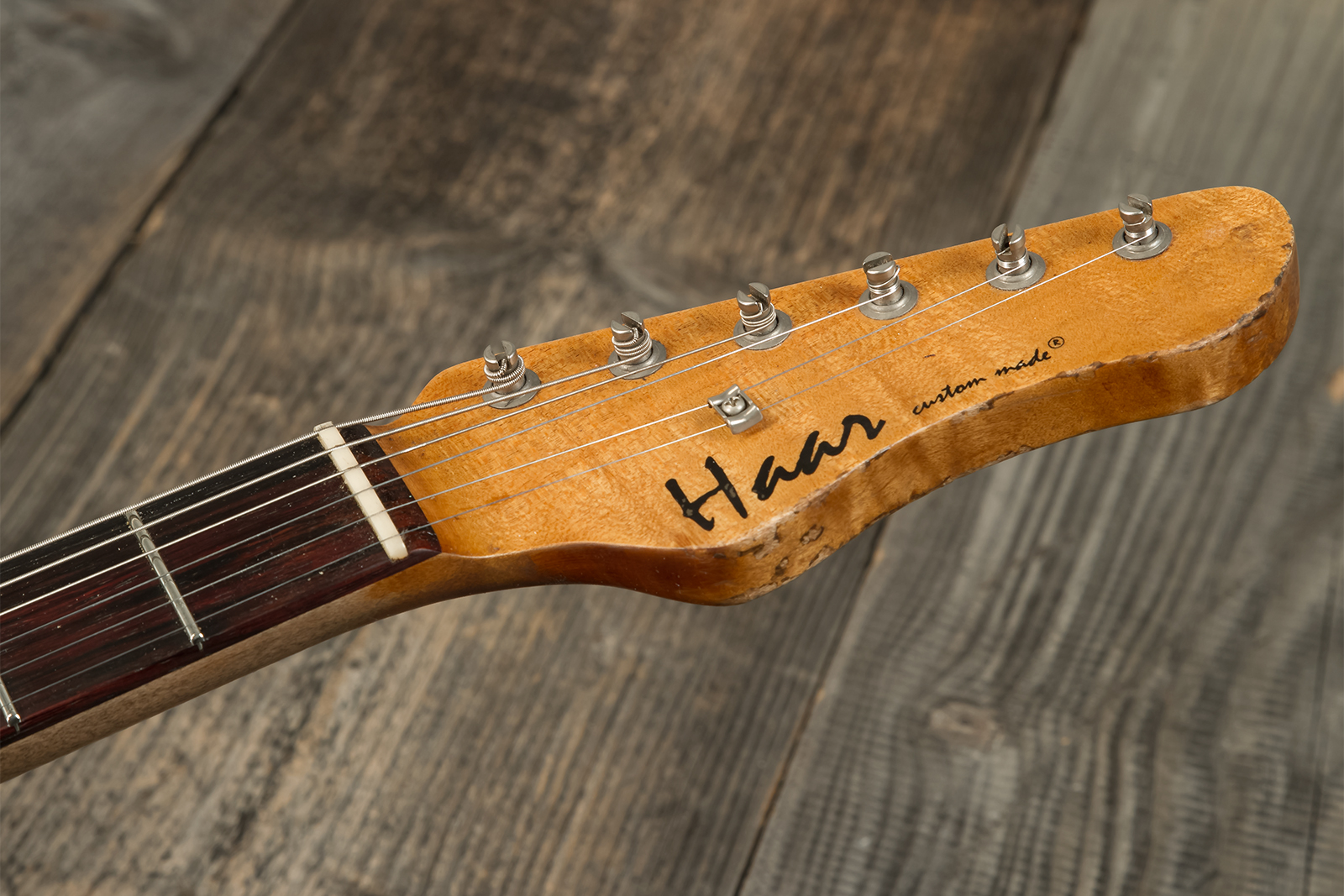 Haar Guitars Trad S Hss Lindy Fralin Trem Rw #42275 - Aged Olympic White - E-Gitarre in Str-Form - Variation 7