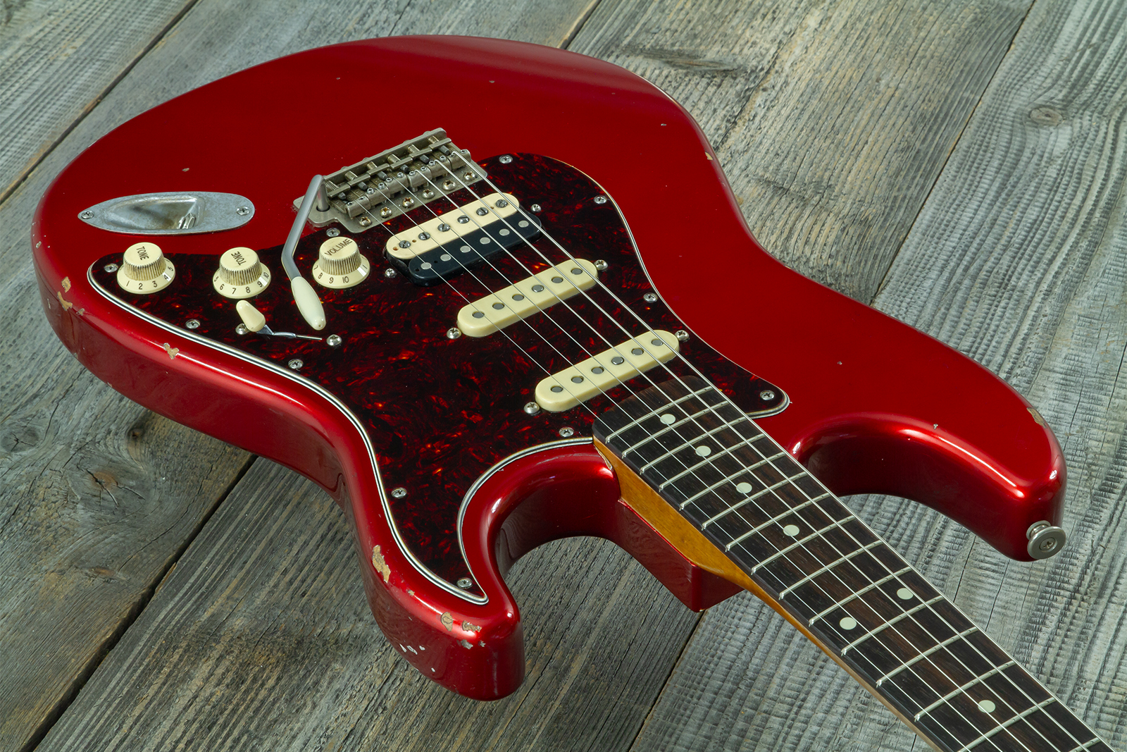 Haar Guitars Trad S Hss Lindy Fralin Trem Rw #43516 - Aged Candy Apple Red - E-Gitarre in Str-Form - Variation 4