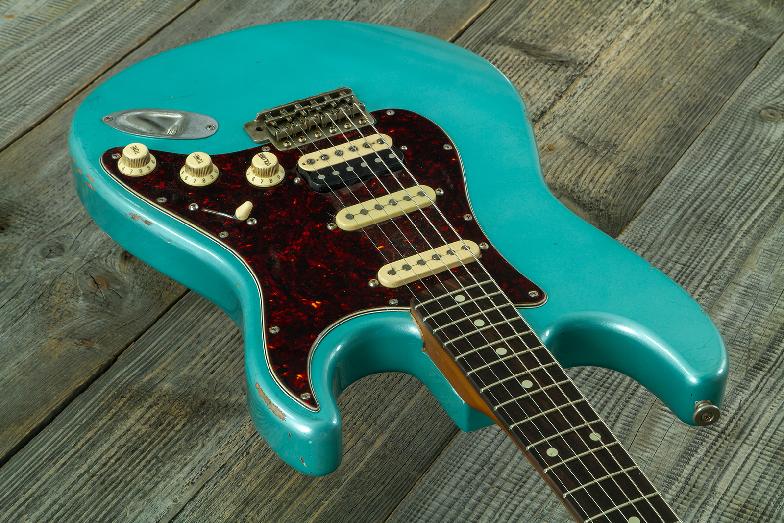 Haar Guitars Trad S Hss Lindy Fralin Trem Rw #43592 - Aged Teal Green Metallic - E-Gitarre in Str-Form - Variation 2