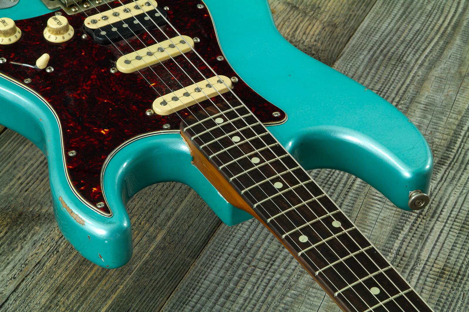 Haar Guitars Trad S Hss Lindy Fralin Trem Rw #43592 - Aged Teal Green Metallic - E-Gitarre in Str-Form - Variation 4