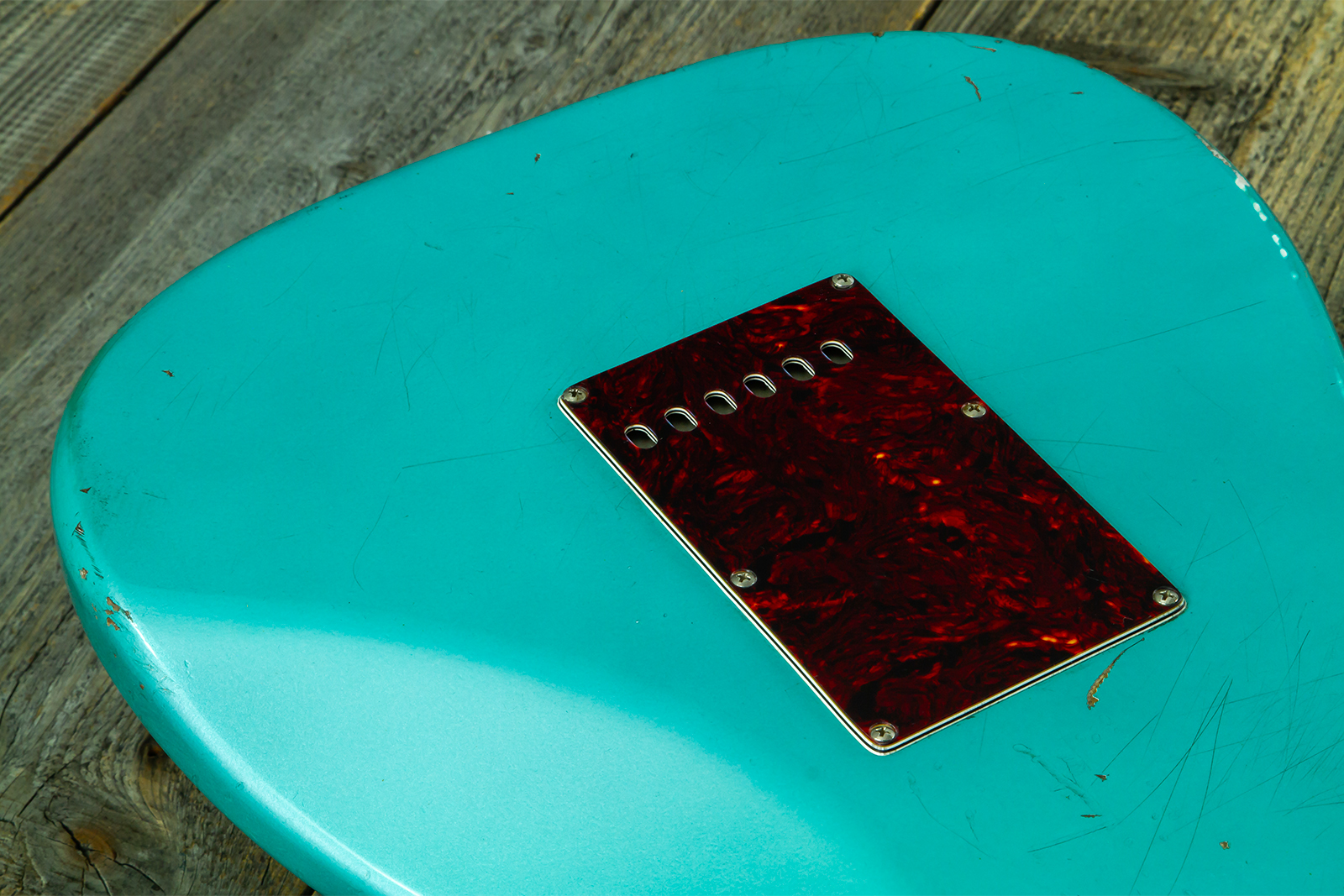 Haar Guitars Trad S Hss Lindy Fralin Trem Rw #43592 - Aged Teal Green Metallic - E-Gitarre in Str-Form - Variation 8