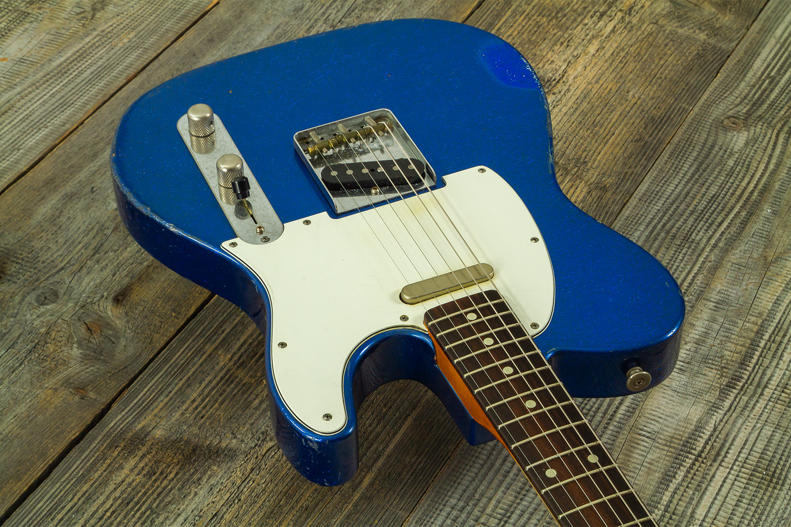 Haar Guitars Trad T 2s Lindy Fralin #43671 - Aged Sparkle Blue - E-Gitarre in Teleform - Variation 2