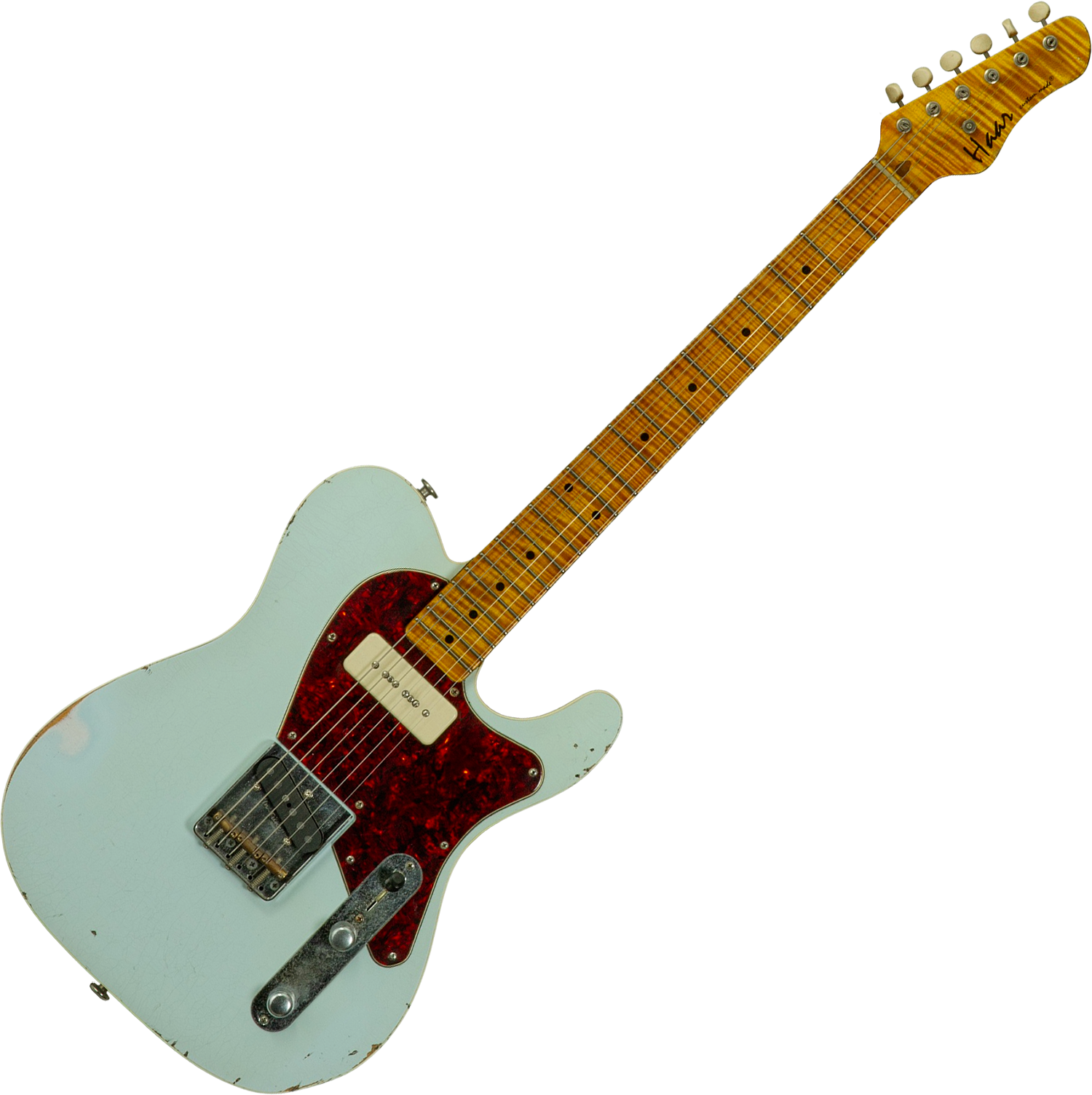 Haar Guitars Trad T  2s Lindy Fralin P90 #43675 - Aged Faded Sonic Blue - E-Gitarre in Teleform - Variation 1