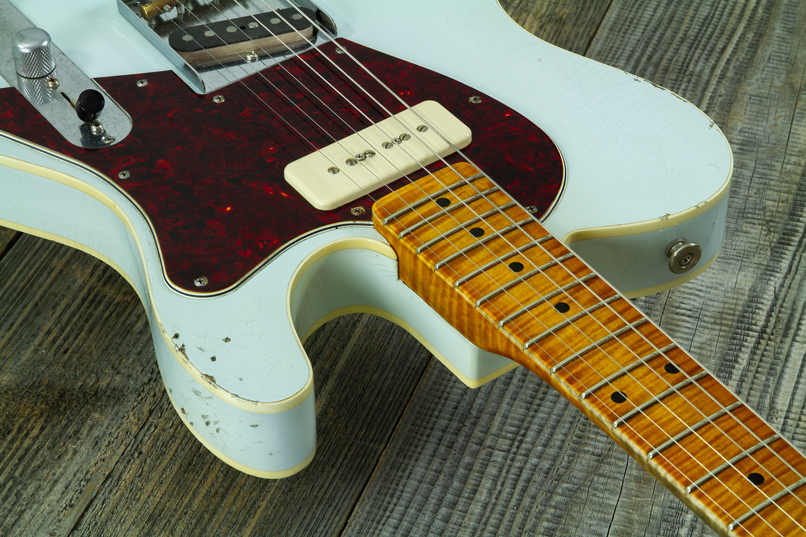 Haar Guitars Trad T  2s Lindy Fralin P90 #43675 - Aged Faded Sonic Blue - E-Gitarre in Teleform - Variation 6