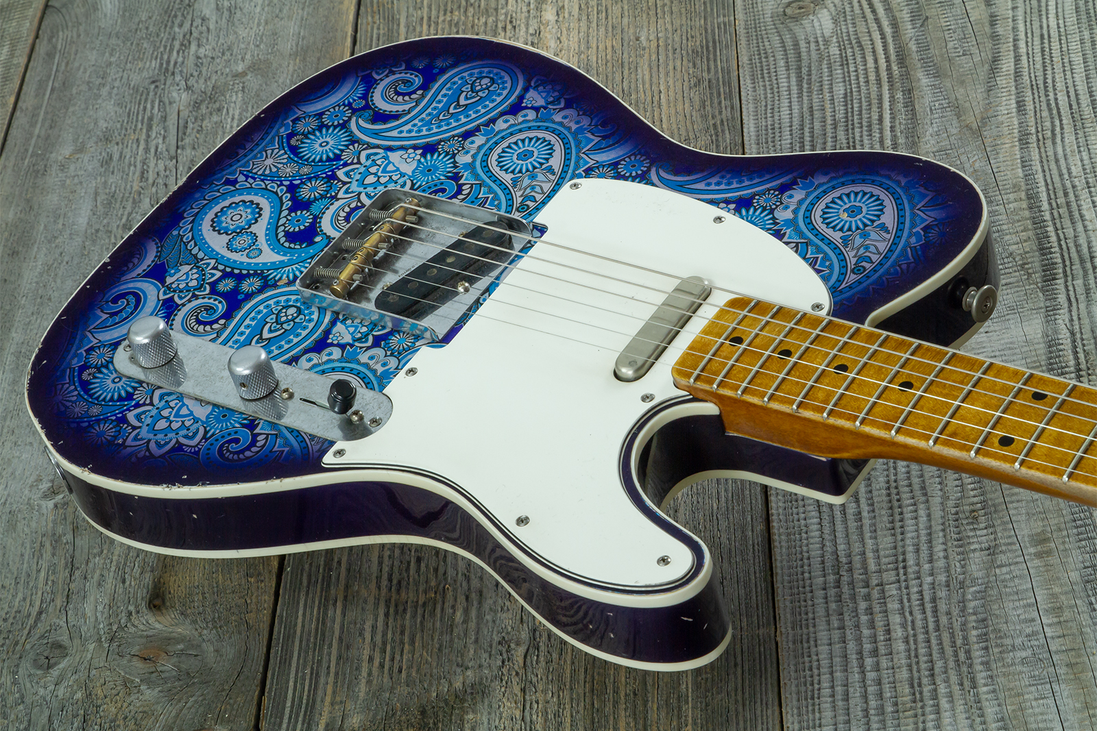 Haar Guitars Trad T Custom 2s Kloppmann. Mn  #43518 - Blue Paisley - E-Gitarre in Teleform - Variation 2