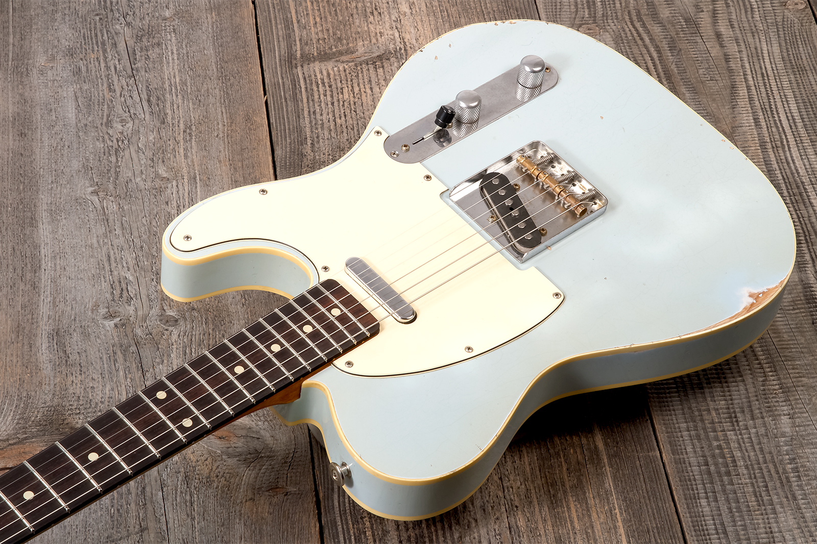 Haar Guitars Trad T Custom 2s Lindy Fralin Ht Rw #42268 - Aged Sonic Blue - E-Gitarre in Teleform - Variation 2