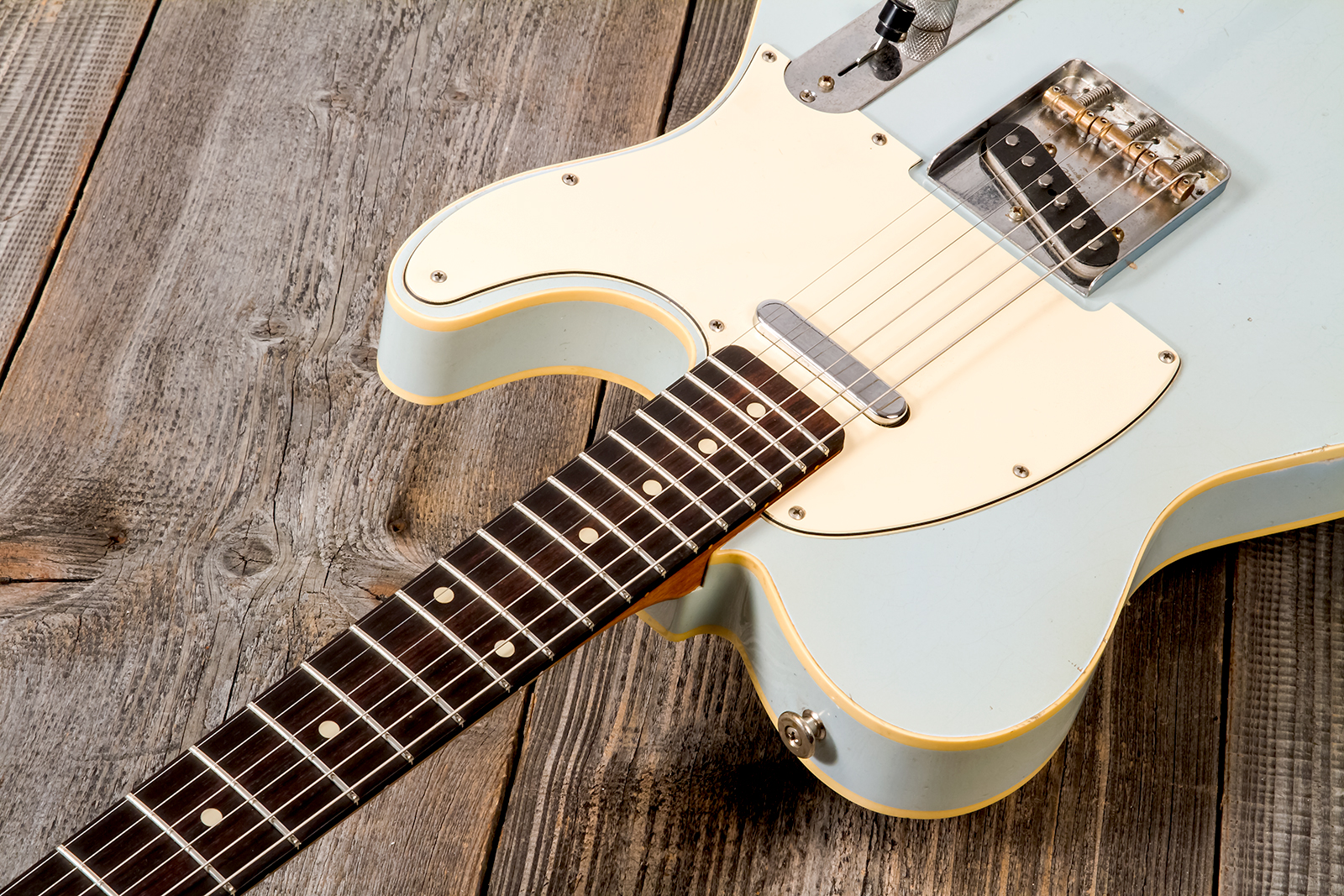Haar Guitars Trad T Custom 2s Lindy Fralin Ht Rw #42268 - Aged Sonic Blue - E-Gitarre in Teleform - Variation 3
