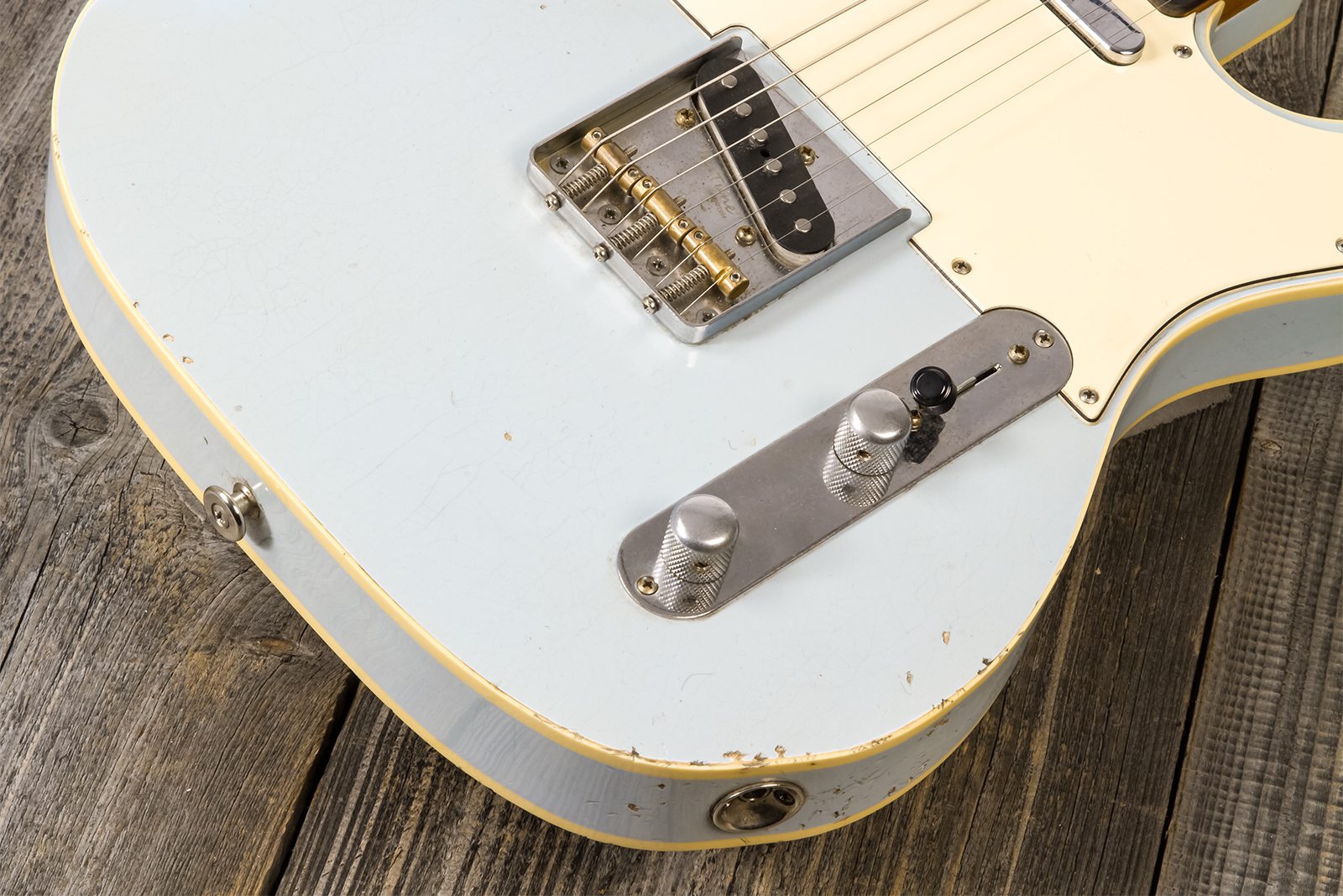 Haar Guitars Trad T Custom 2s Lindy Fralin Ht Rw #42268 - Aged Sonic Blue - E-Gitarre in Teleform - Variation 4