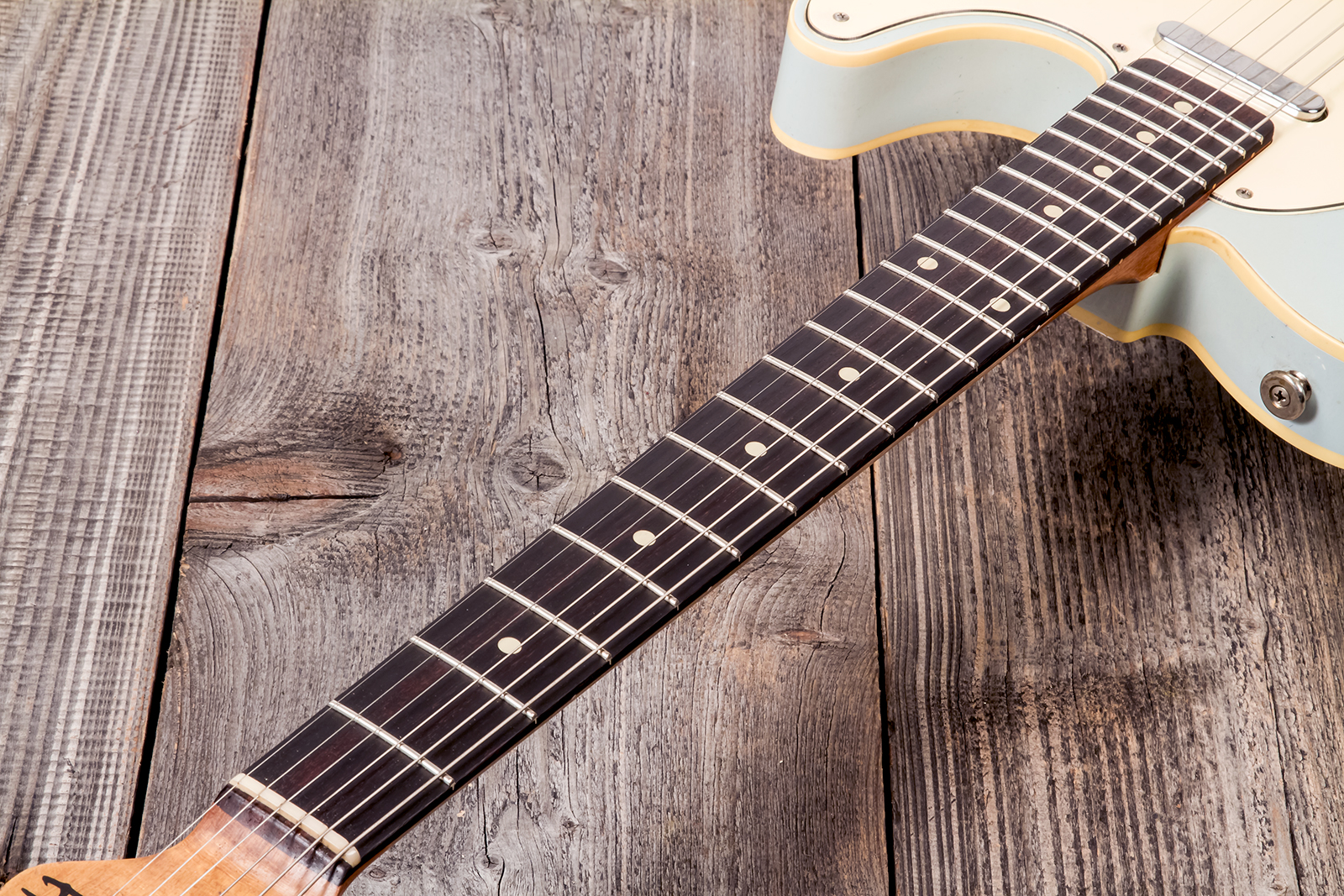Haar Guitars Trad T Custom 2s Lindy Fralin Ht Rw #42268 - Aged Sonic Blue - E-Gitarre in Teleform - Variation 5