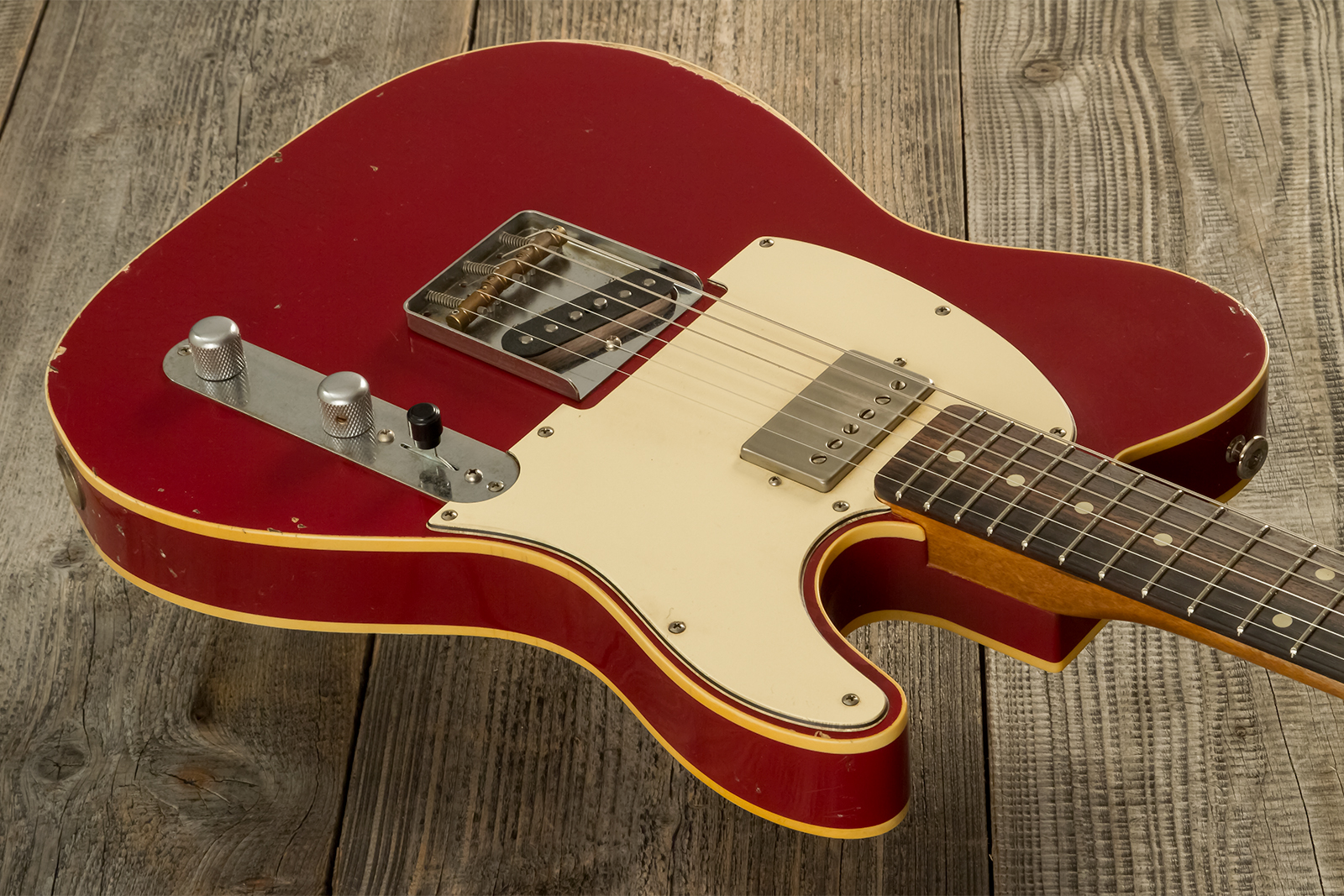 Haar Guitars Trad T Custom Sh Lindy Fralin Ht Rw #42271 - Aged Burgundy - E-Gitarre in Teleform - Variation 2