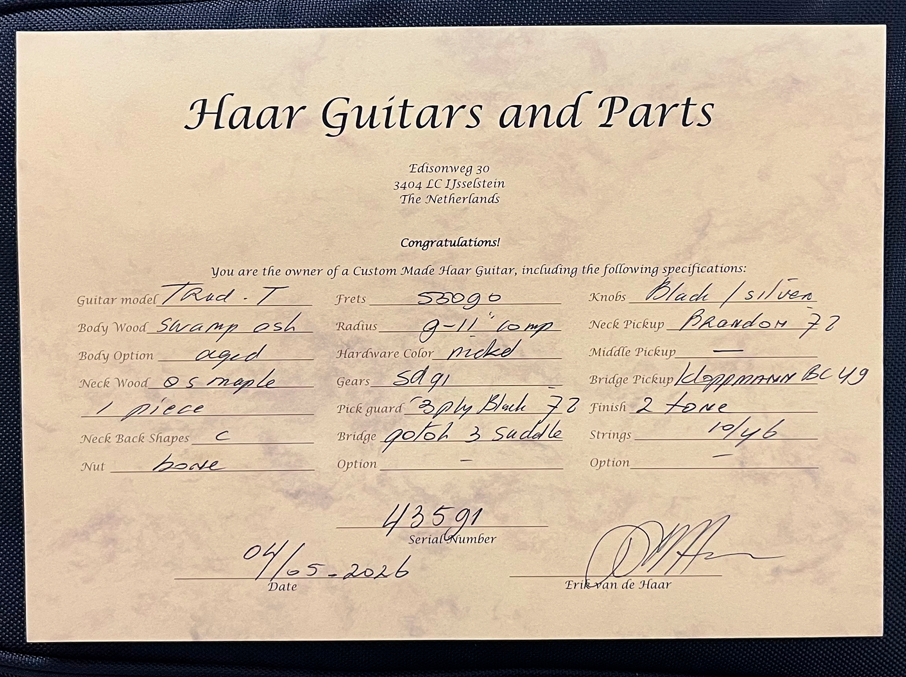 Haar Guitars Trad T Hs Brandon / Kloppmann Ht Mn #43591 - Aged 2 Tone Sunburst - E-Gitarre in Teleform - Variation 14