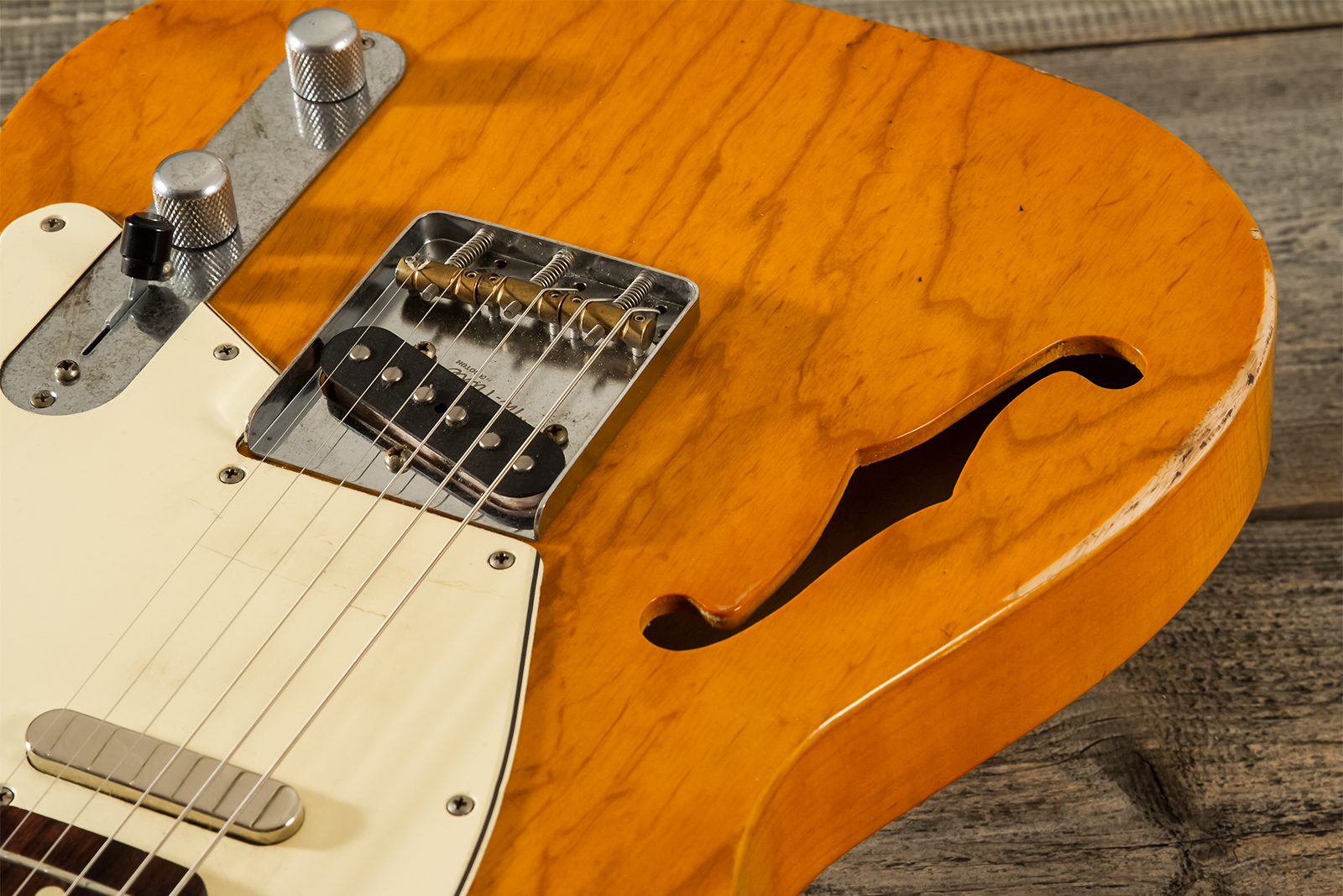 Haar Guitars Trad T Thinline 2s Lindy Fralin Ht Rw #42269 - Aged Orange Antique - E-Gitarre in Teleform - Variation 3