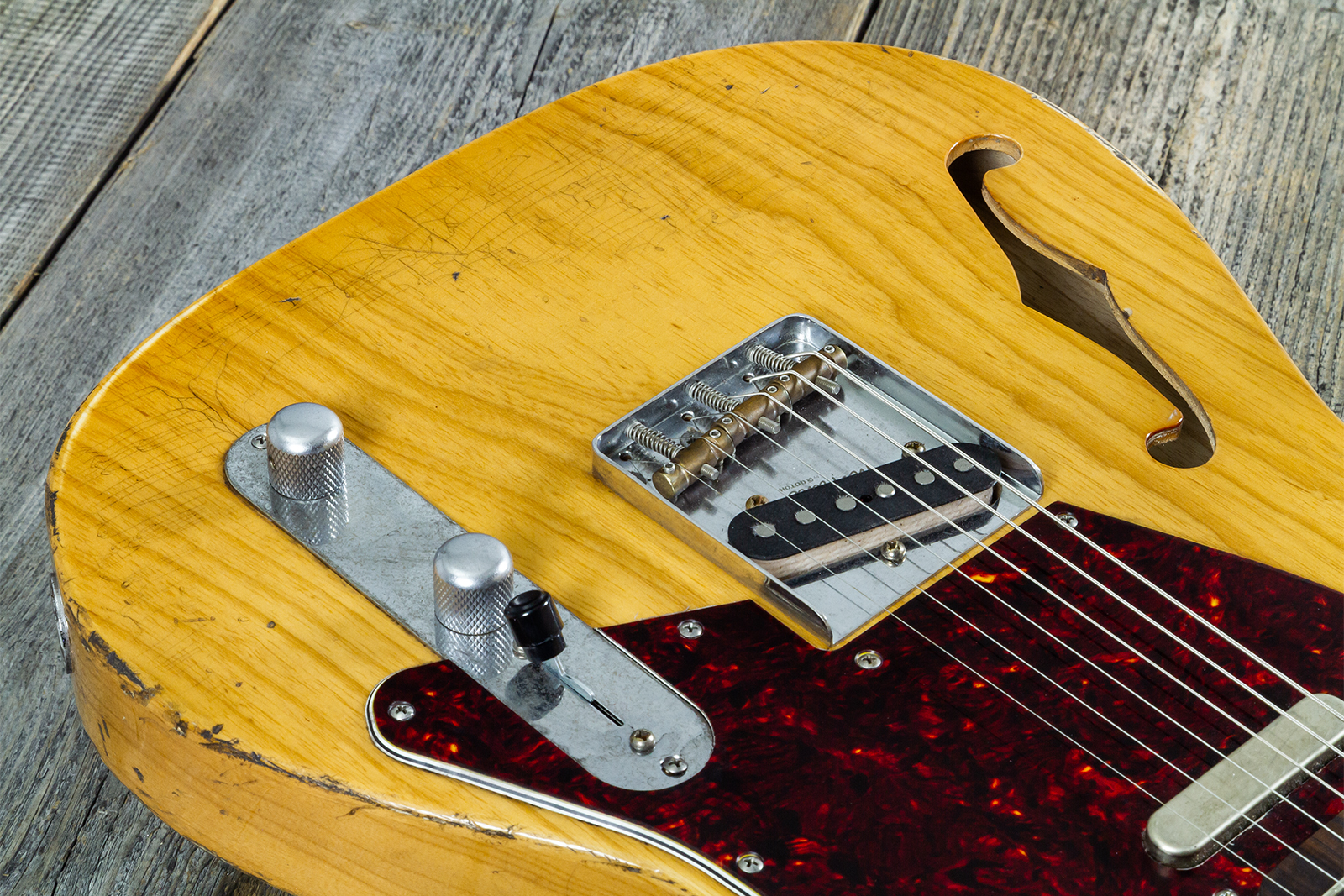 Haar Guitars Trad T Thinline 2s Lindy Fralin Rw #43483 - Aged Antique Natural - E-Gitarre in Teleform - Variation 3