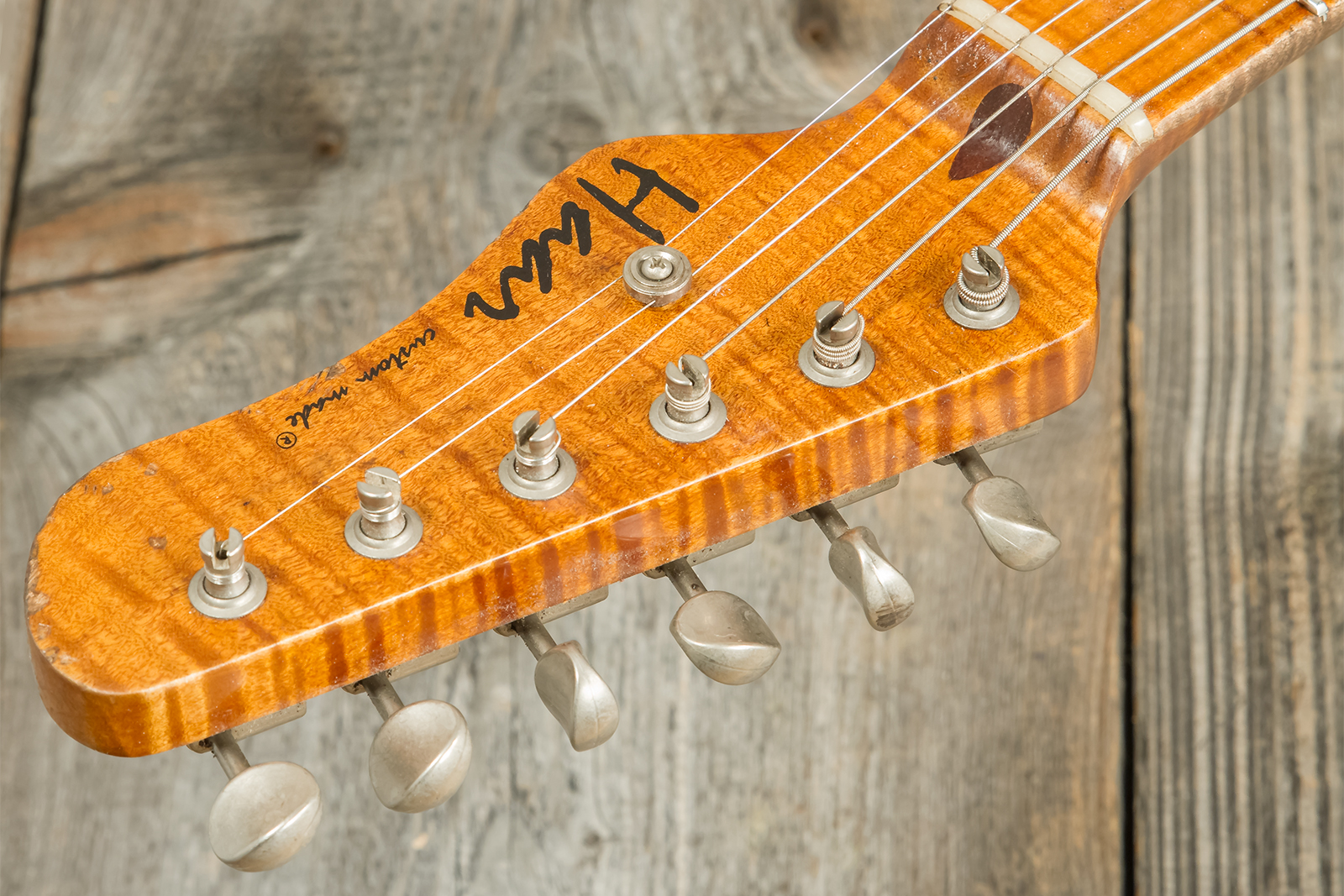 Haar Guitars Trad T Thinline Sh Tv Jones / Lindy Fralin Ht Mn #42270 - Aged Orange Antique - E-Gitarre in Teleform - Variation 6