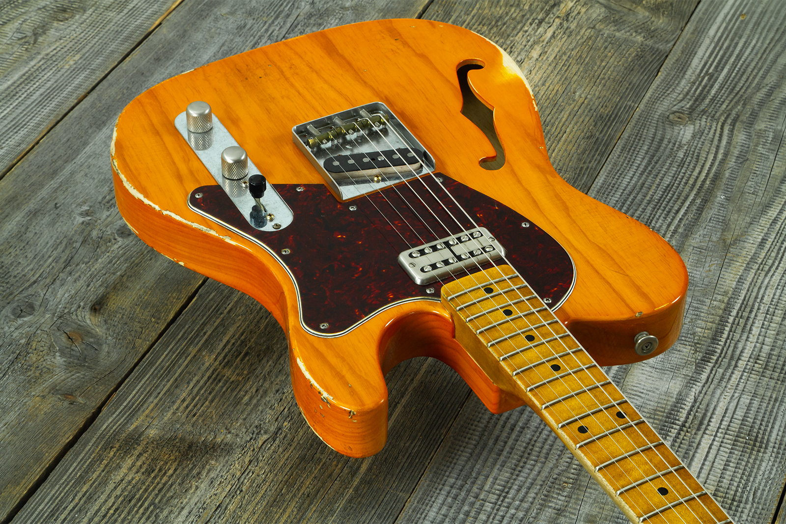 Haar Guitars Trad T Thinline Sh Tv Jones / Lindy Fralin Mn #43674 - Aged Orange See Through - E-Gitarre in Teleform - Variation 2