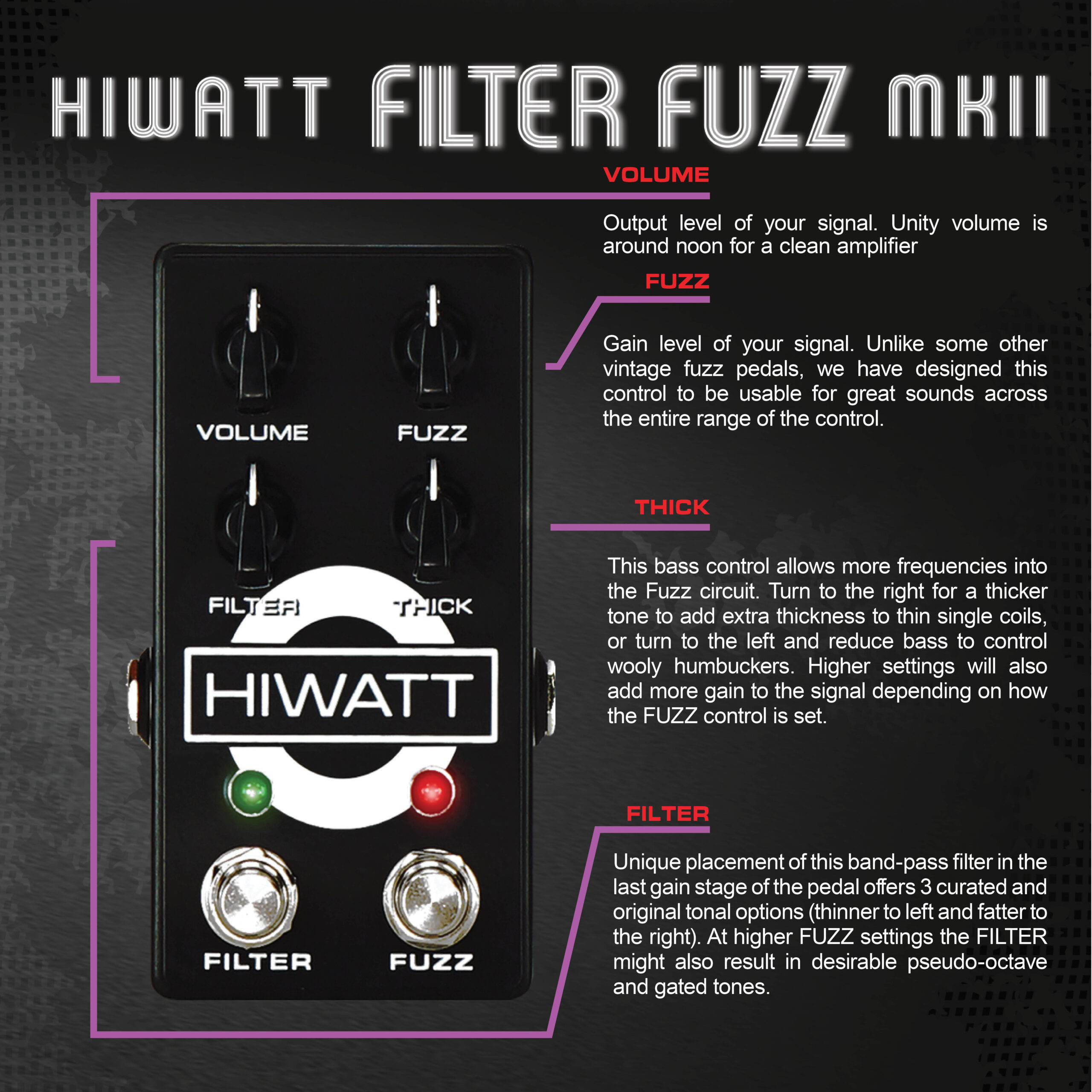 Hiwatt Filter Fuzz Mkii - Overdrive/Distortion/Fuzz Effektpedal - Variation 2