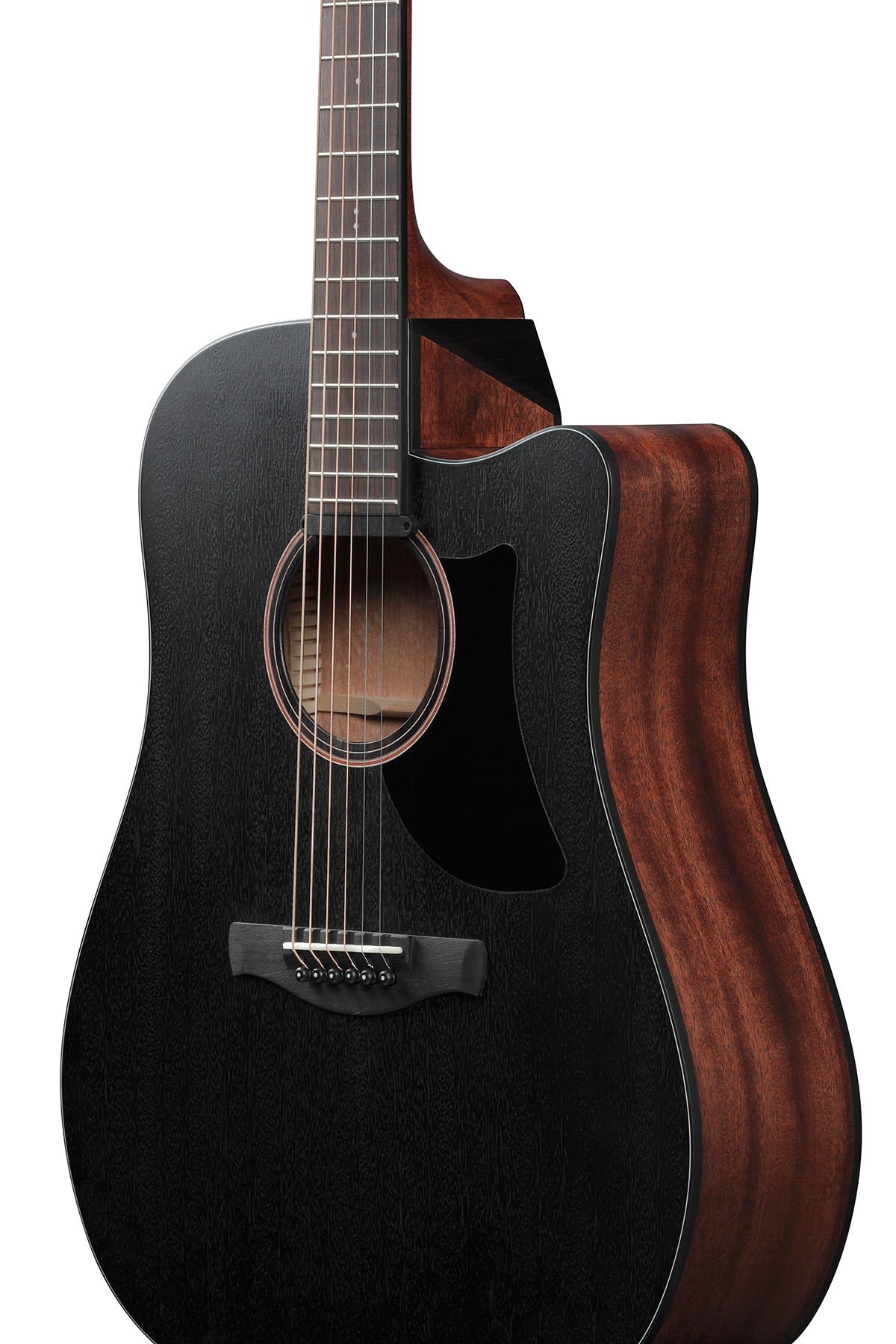 Ibanez Aad190ce Wkh Advanced Dreadnought Cw Tout Okoume Ova - Weathered Black Open Pore - Elektroakustische Gitarre - Variation 2