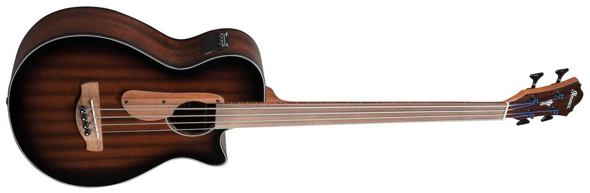 Ibanez Aegb24fe Mhs Fretless Cw Tout Sapele Noy - Mahogany Sunburst - Akustische Bass - Variation 1