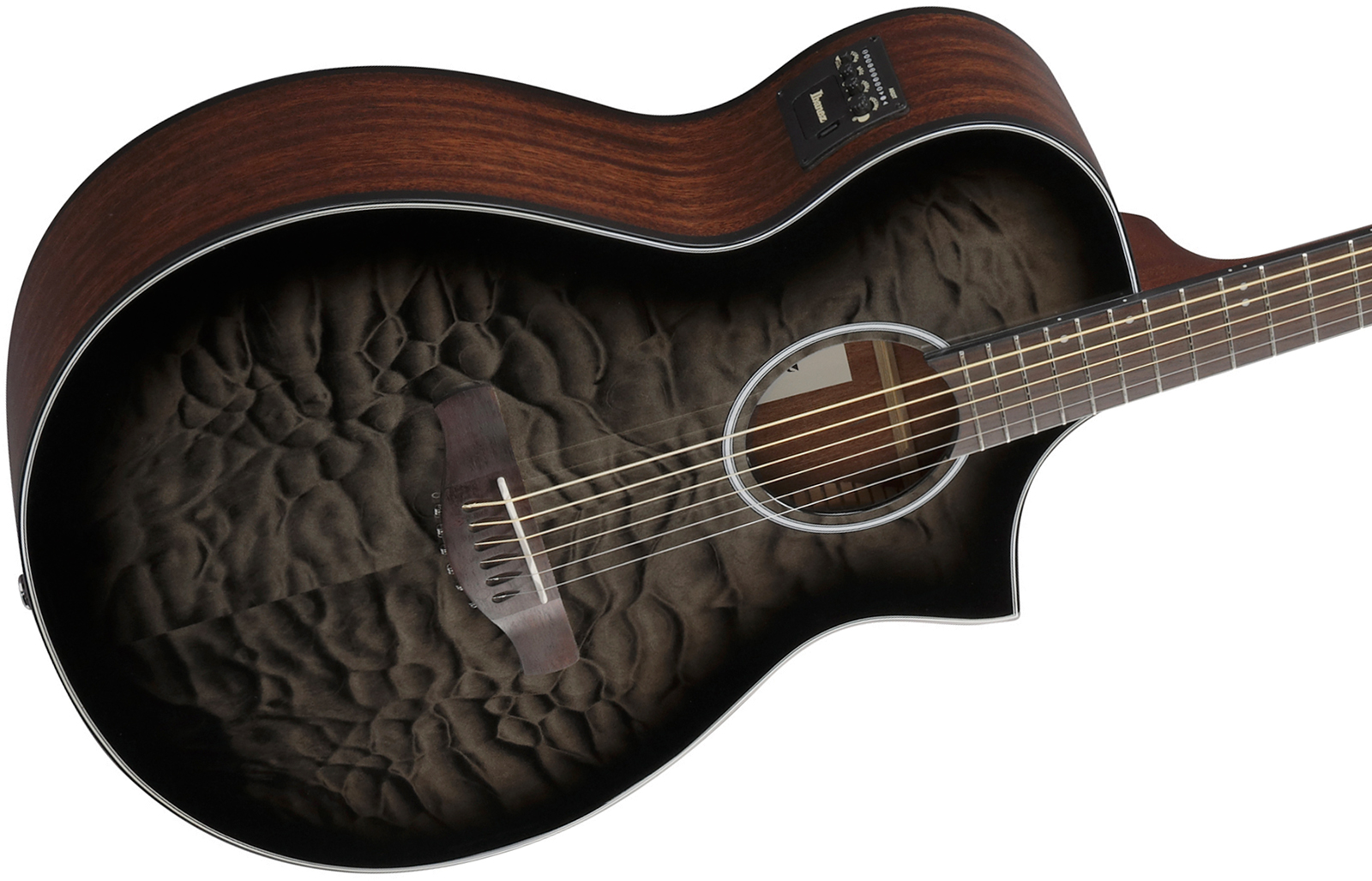Ibanez Aewc16qa Tkh Grand Concert Cw Tilleul Sapele Rw - Transparent Black Sunburst - Folk-Gitarre - Variation 2