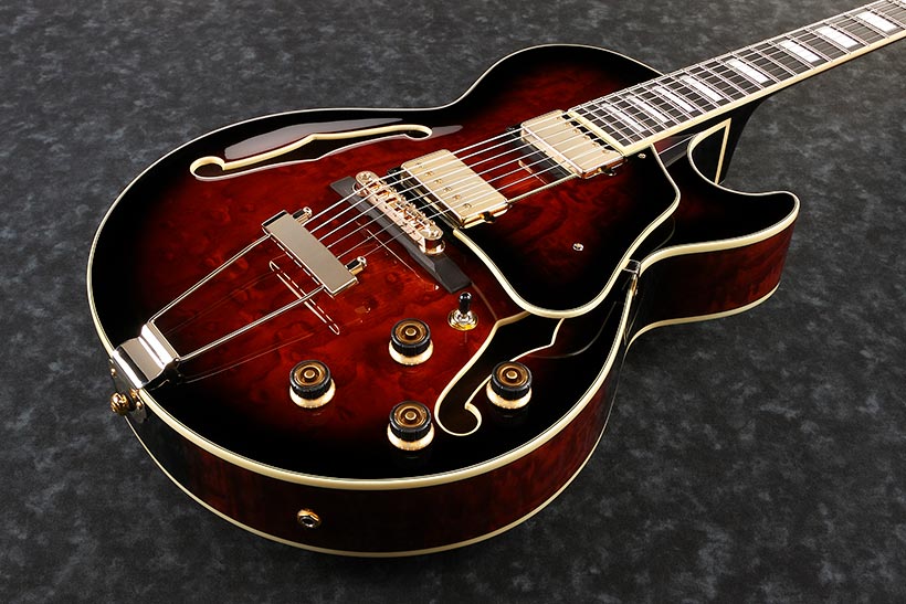 Ibanez Ag95qa Dbs Artcore Expressionist Hh Ht Eb - Dark Brown Sunburst - Hollowbody E-Gitarre - Variation 1