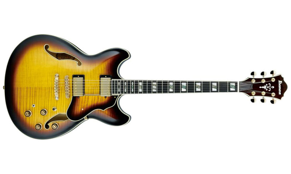 Ibanez As153 Ays Artstar Hh Ht Eb - Antique Yellow Sunburst - Semi-Hollow E-Gitarre - Variation 1