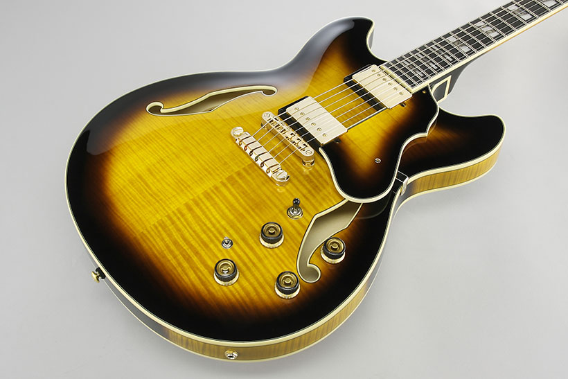 Ibanez As153 Ays Artstar Hh Ht Eb - Antique Yellow Sunburst - Semi-Hollow E-Gitarre - Variation 2