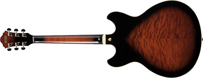 Ibanez As93qmsp Dbs Artcore Expressionist 2h Ht Eb - Dark Brown Sunburst - Semi-Hollow E-Gitarre - Variation 1