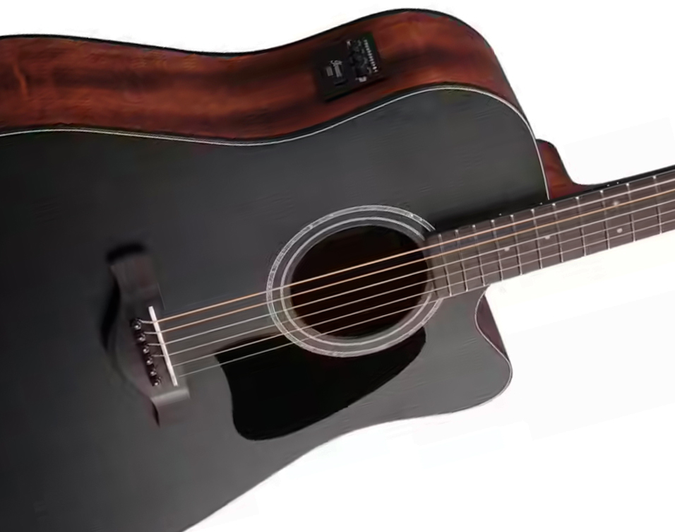 Ibanez Aw247ce Wk Artwood Dreadnought Cw Tout Okoume Ova - Weathered Black Open Pore - Folk-Gitarre - Variation 2