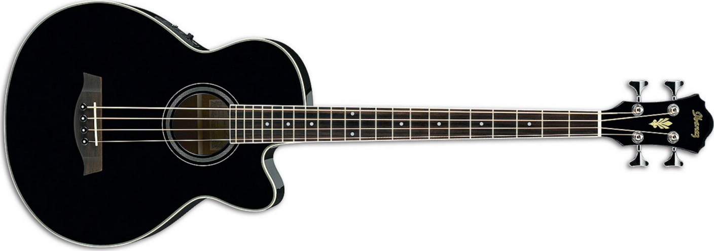 Ibanez Aeb8e Bk Cw Epicea Okoume Pur - Black - Akustische Bass - Main picture