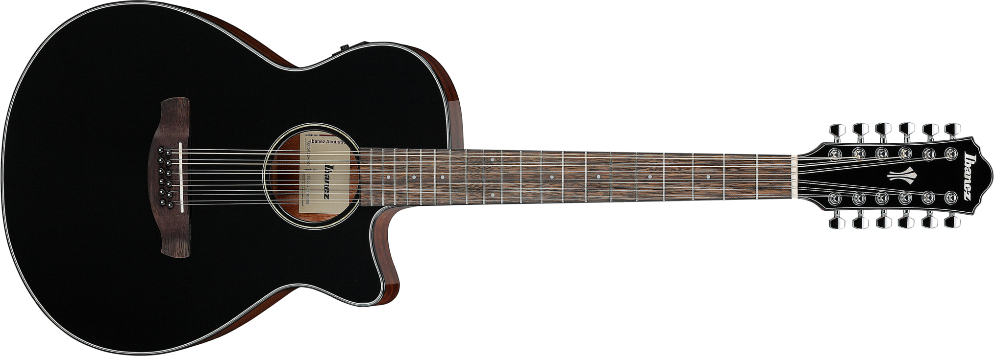 Ibanez Aeg5012 Bkh Concert 12c Epicea Okoume Lau - Black - Folk-Gitarre - Main picture